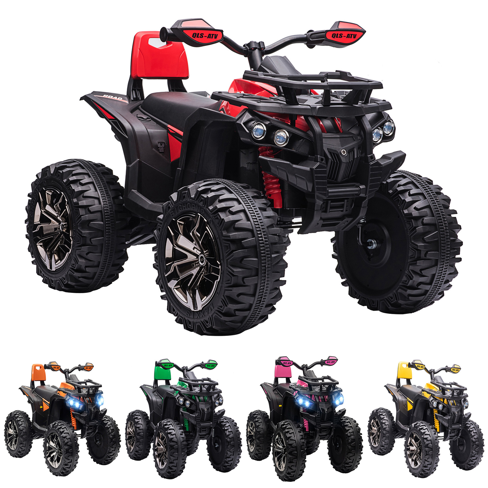 12V Kids Recharging Ride-on Electric ATV Quad w/ Realistic Headlights Wide Wheel