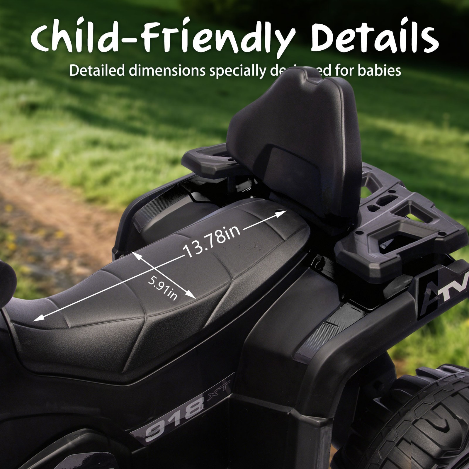 24V Kids Ride on ATV Electric Power Wheels Off-Road Quad Car W/ Bluetooth Music