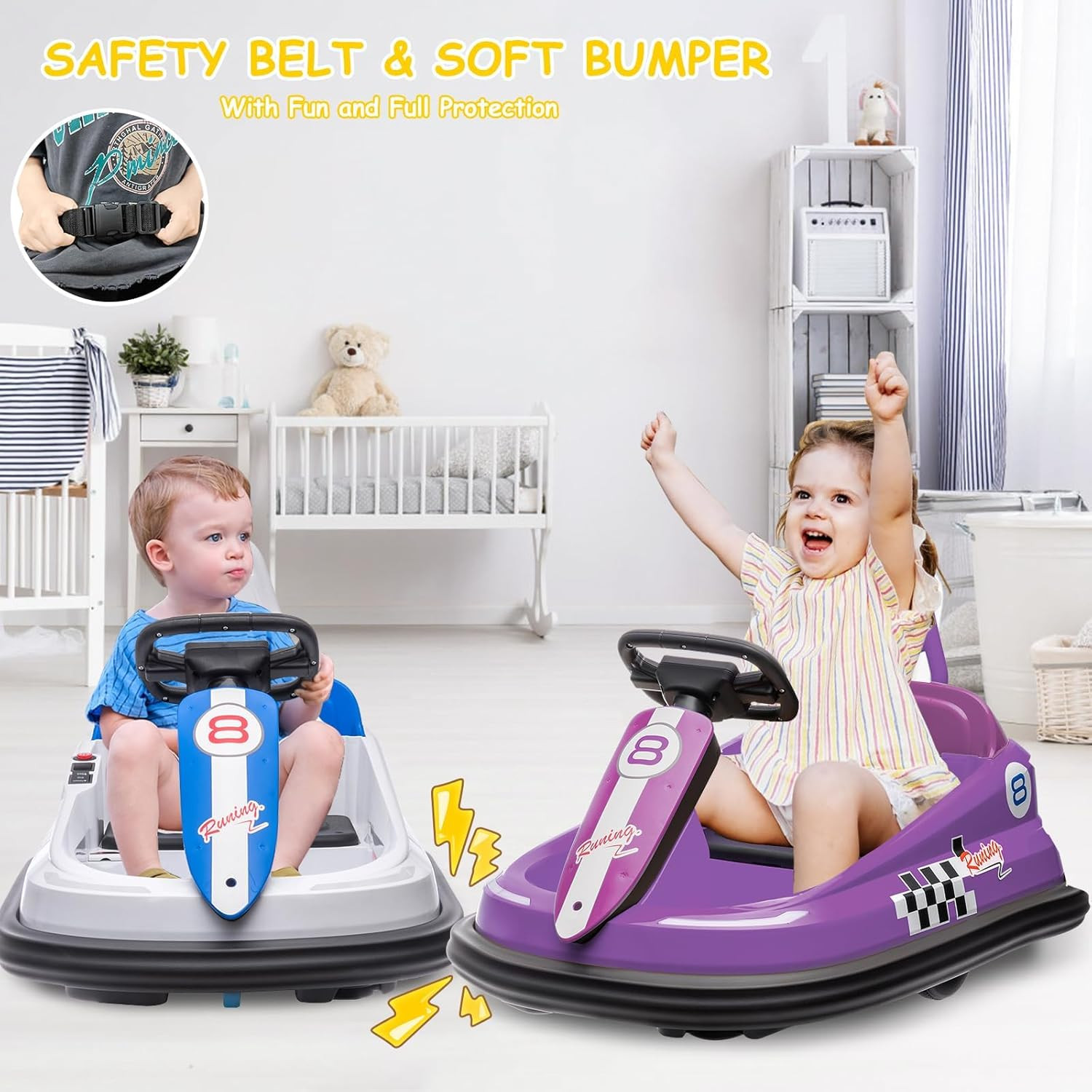 6V Bumper Car for Toddlers, Electric Ride on Toys for Kids with 360 Degree Spin,