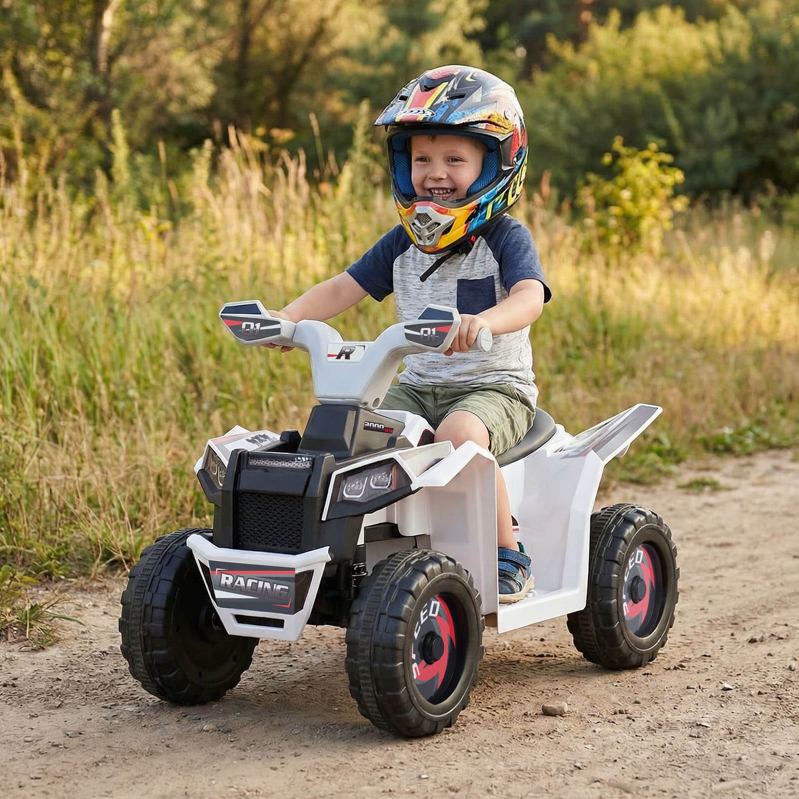 Kids Electric ATV Car, 6V Battery-Powered Ride on Toy w/Removable Back Trailer