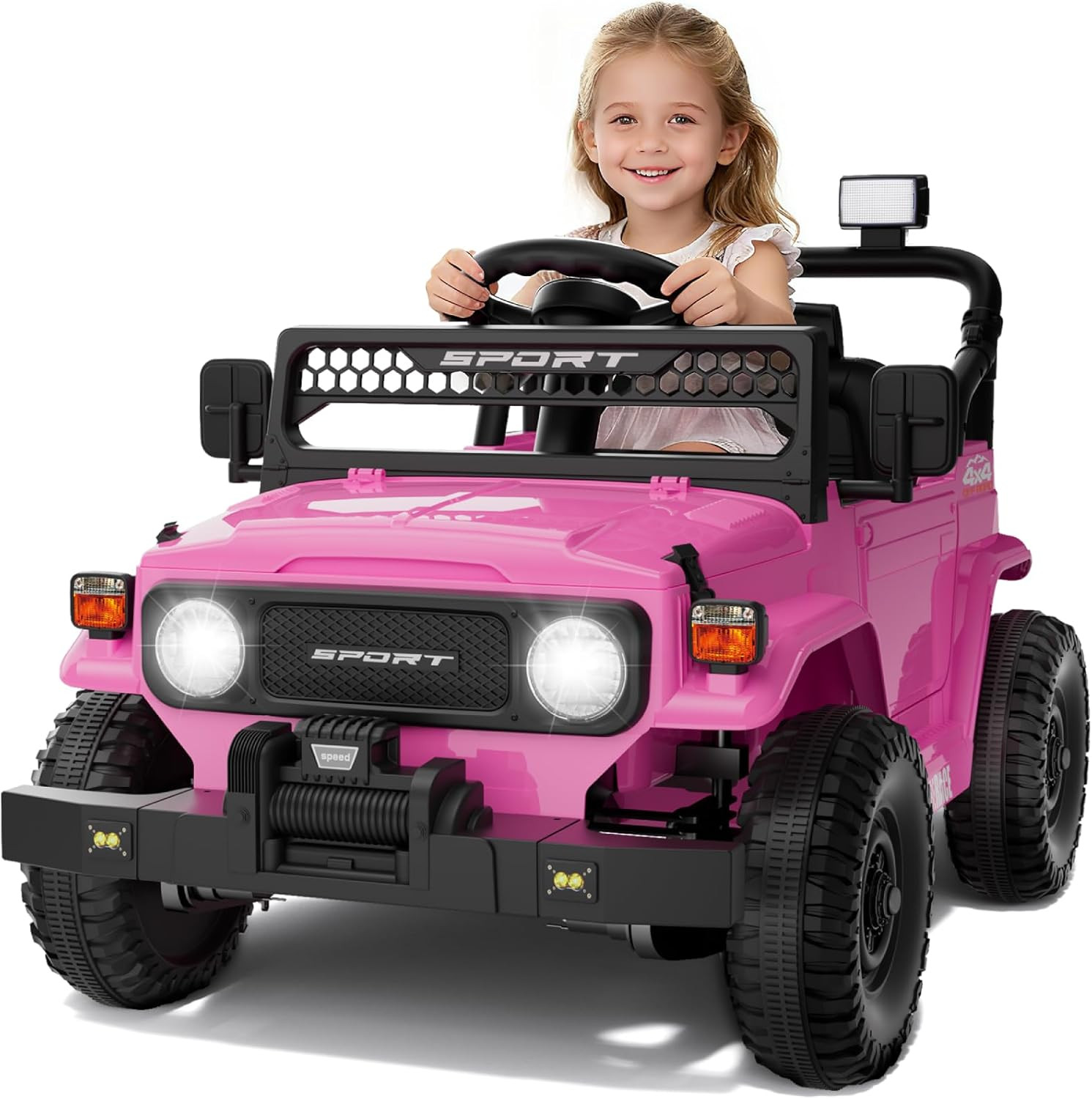 12V 7Ah Ride on Car with Remote Control for Girls,3 Speeds,Outdoor Electric Car