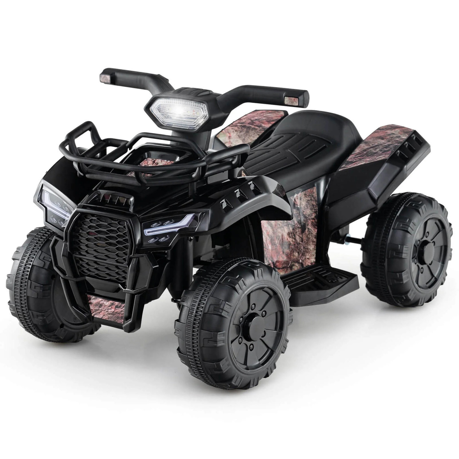 6V Electric Children Toy Car Music Story Function USB Front Storage Basket Black