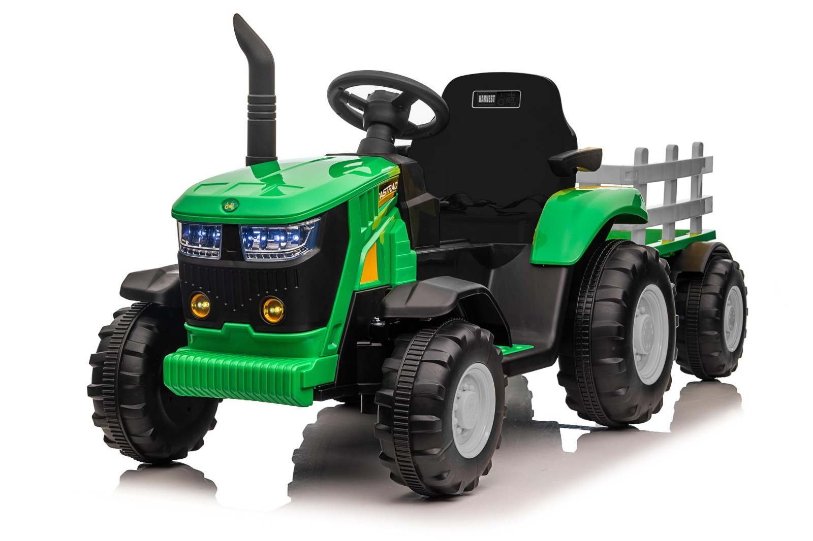 12V Kid Electric Tractor w/Trailer &Remote Control Music Gift 3-8Y Green Toy Car