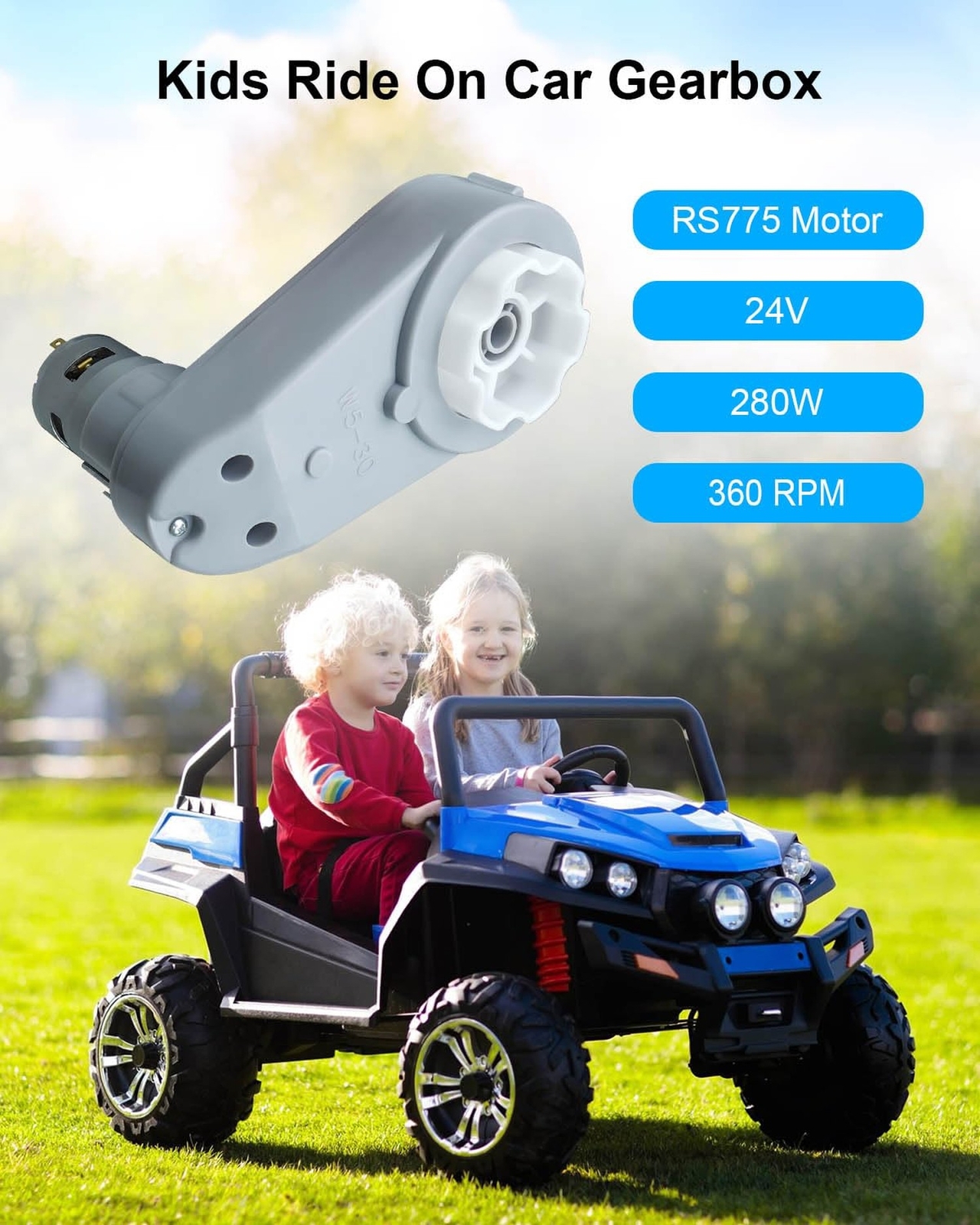 WUMZIJ 2PCS 24 Volt RS775 Kids Ride On Car Gearbox, 18V-24V Children Electric…
