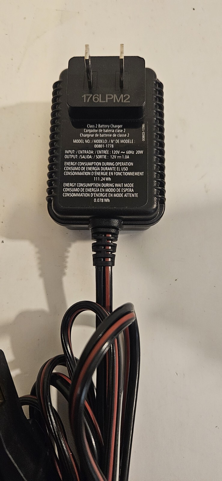 OEM Fisher Price Power Wheels AC/DC Adapter Charger Cord Model 00801-1778