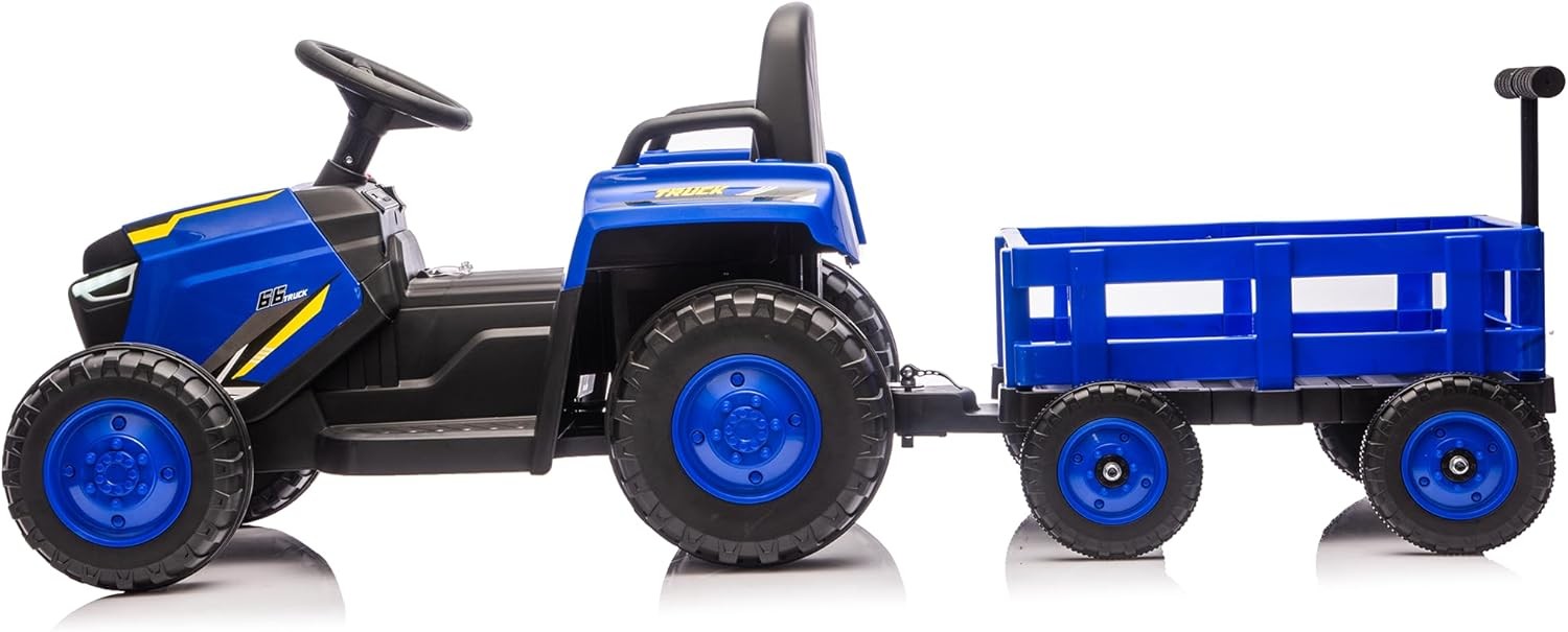 12V Ride On Tractor for Kids w Trailer&Remote, Farm Vehicle Toy for Toddlers 3–8