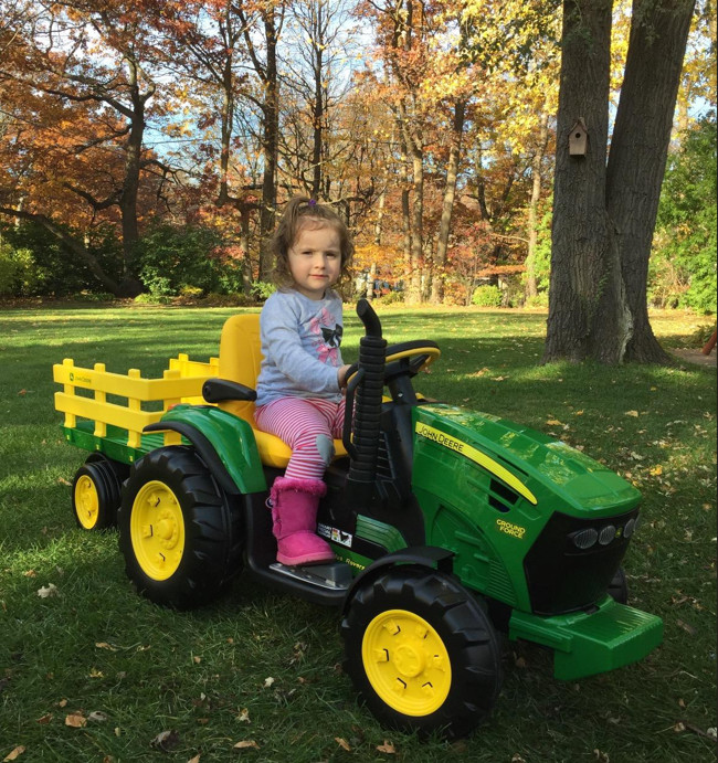 Kids Ride On John Deere Electric Battery Powered Tractor Trailer Childrens Car