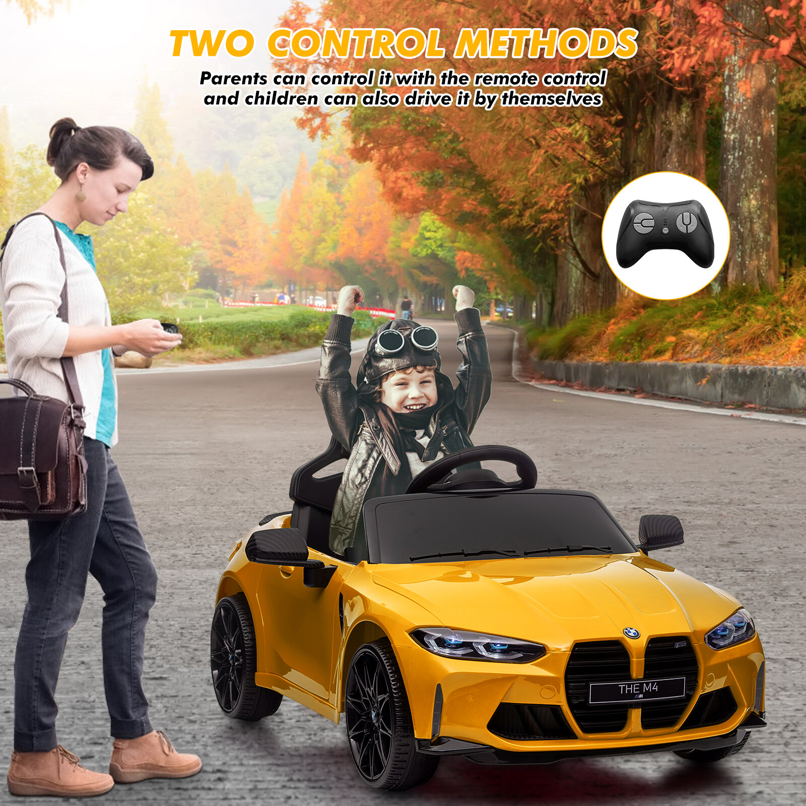 12V Kids Ride On Toy Car Licensed BMWM4 Electric Vehicle Remote Control Car Toy