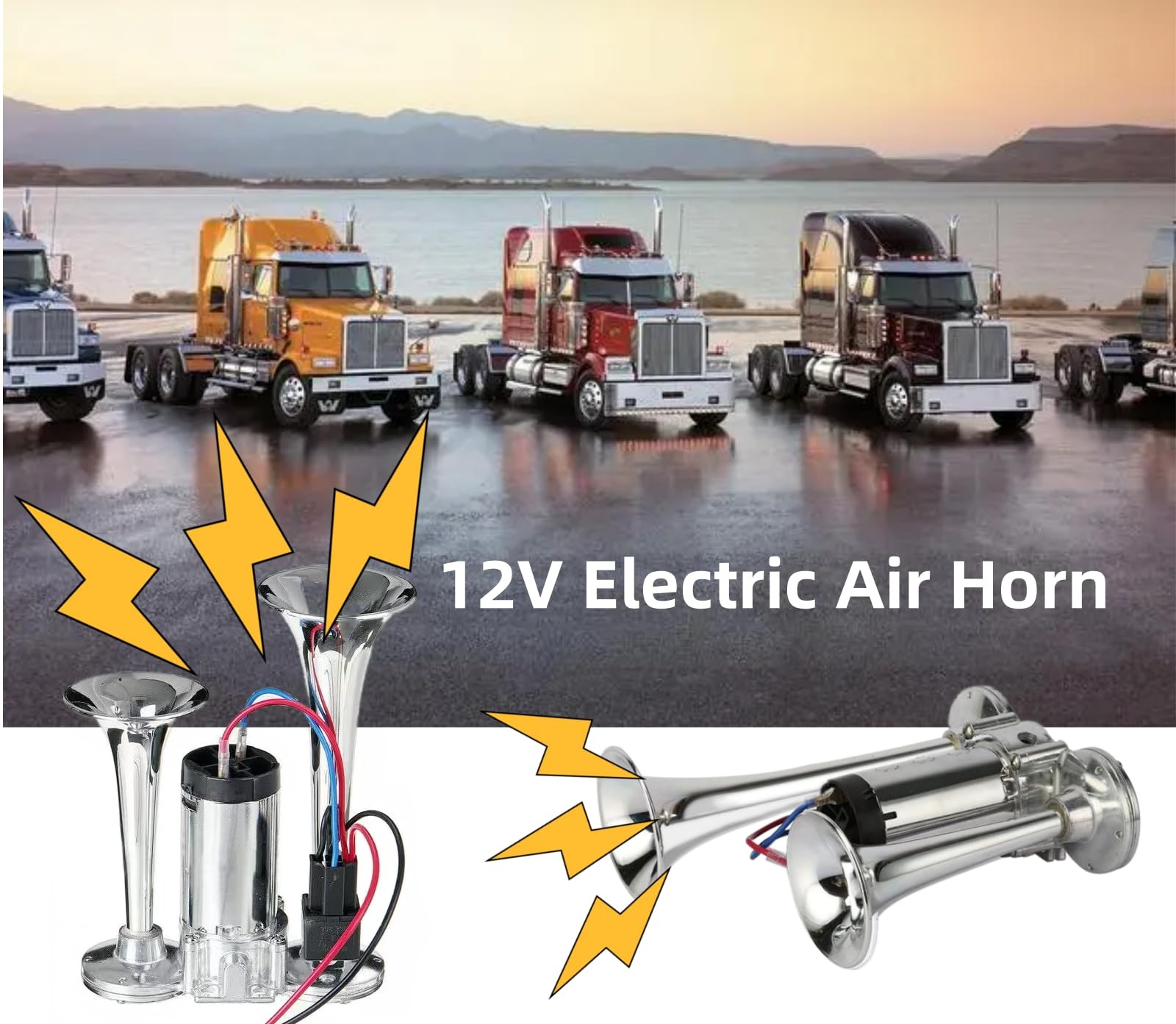 600DB Super Loud Dual Train Horns for Trucks, SUVs, Cars, Boats & Motorcycles…