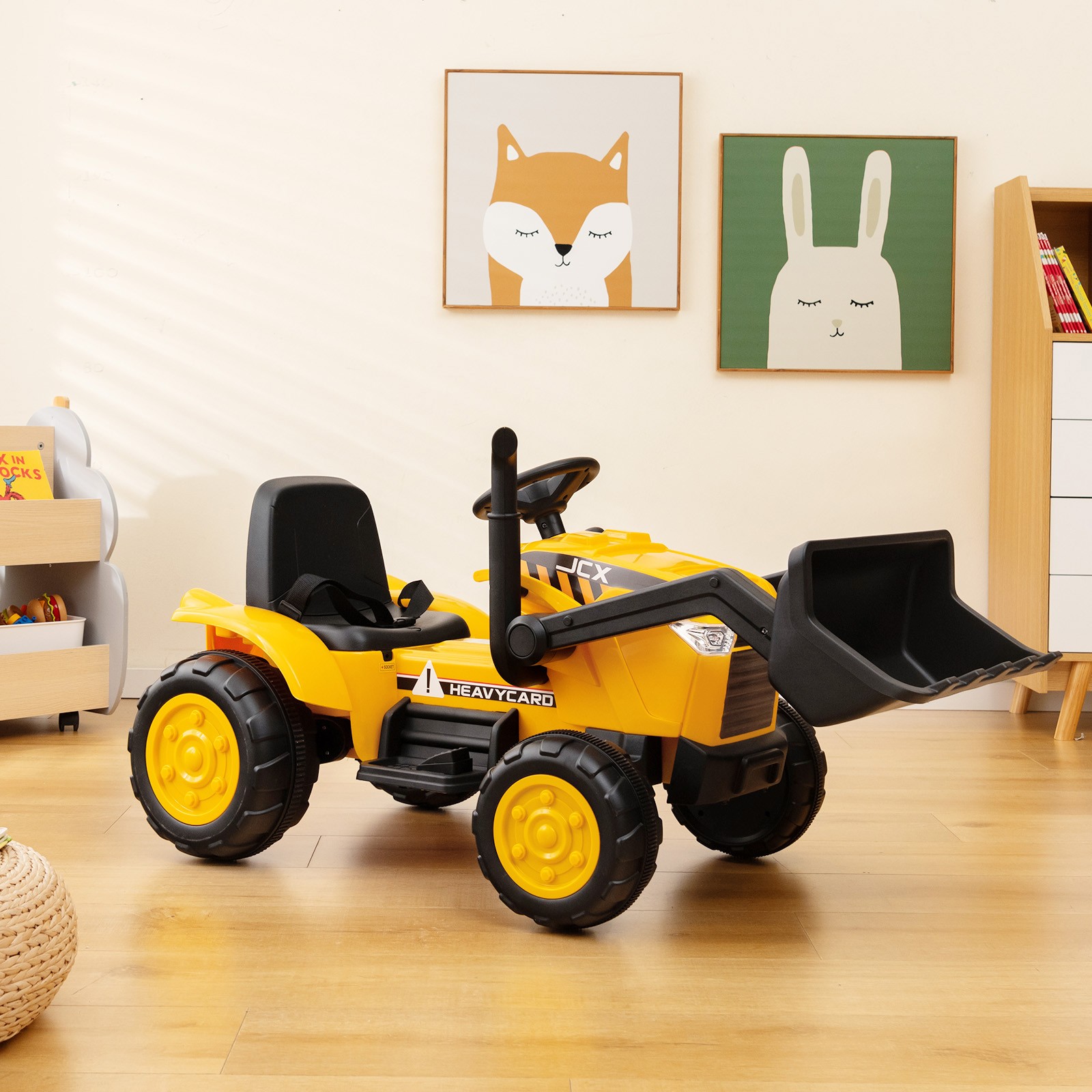 Kids 12V Ride On Excavator Digger Electric Bulldozer Tractor RC w/ Light & Music
