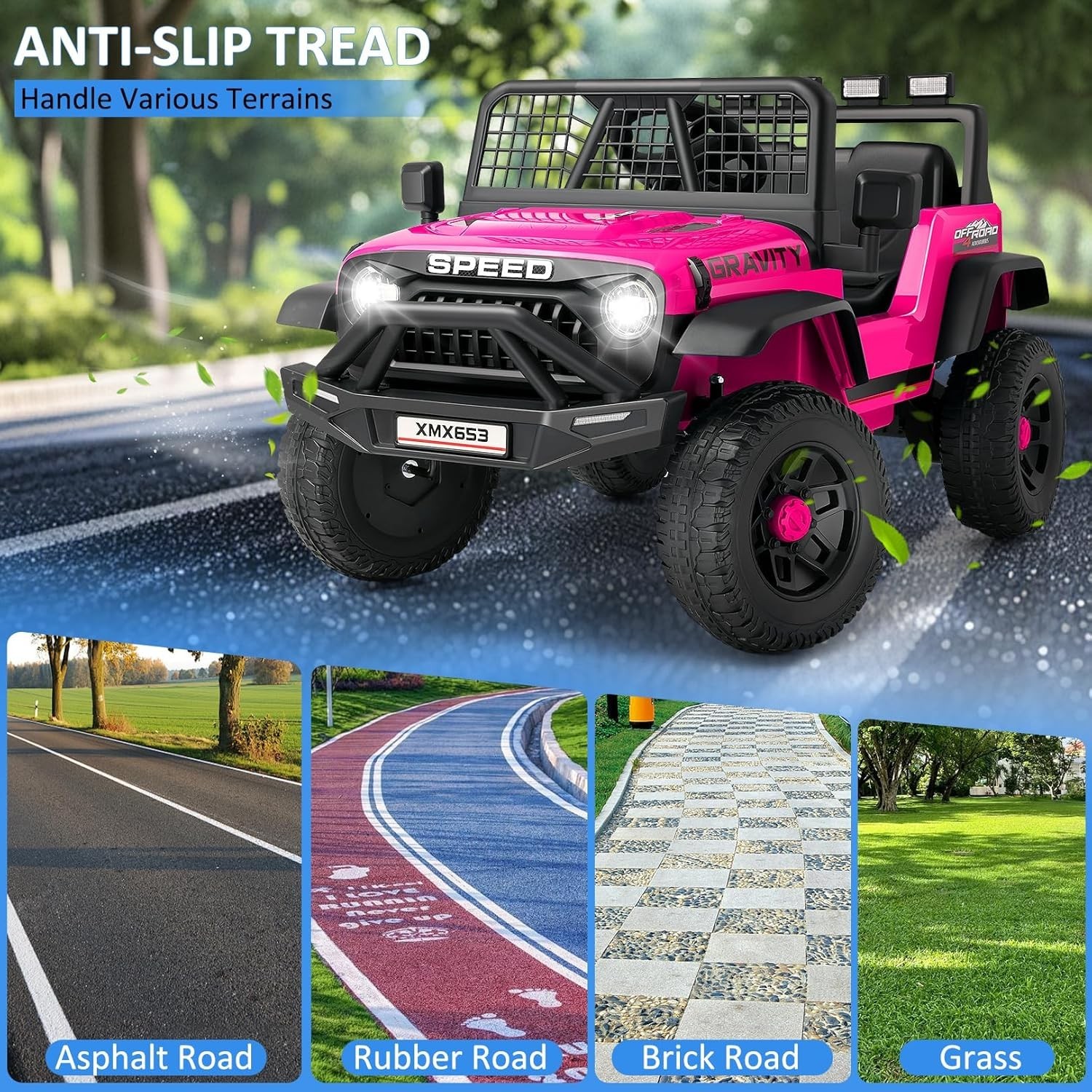 24V Ride on Car with Remote Control Toddler Electric Car 2×100W Strong Motors-