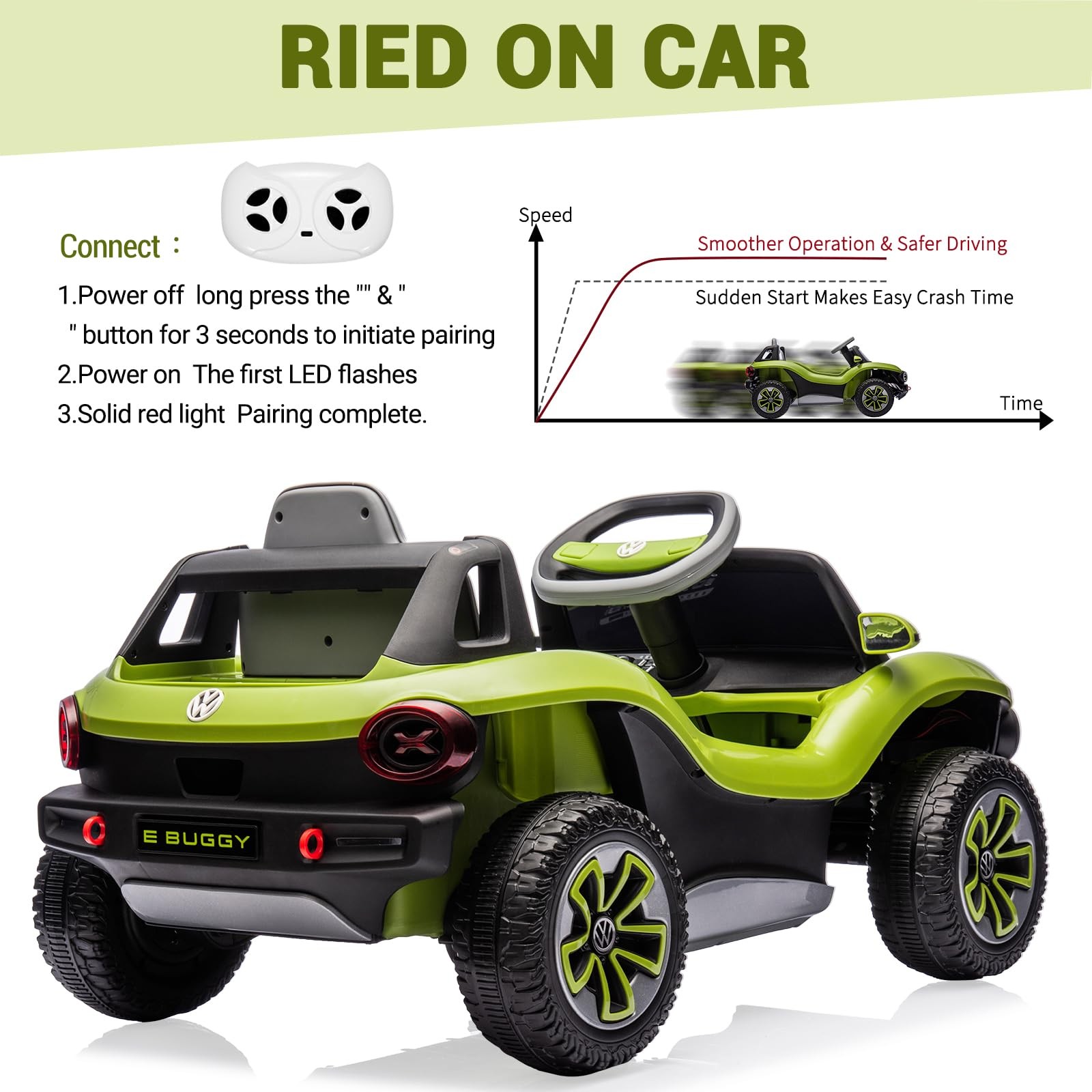 12V 7AH Ride On Car Toddler Electric Vehicle with Remote,Light, USB, Horn, Music