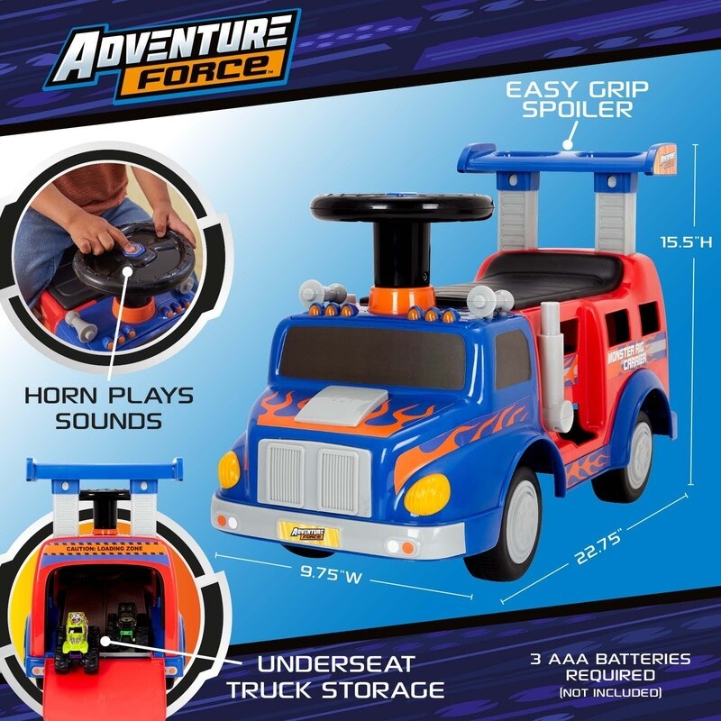 Ride On Toy Monster Rig Carrier Kids 1-3 Years Interactive Fun Unisex 44lbs New