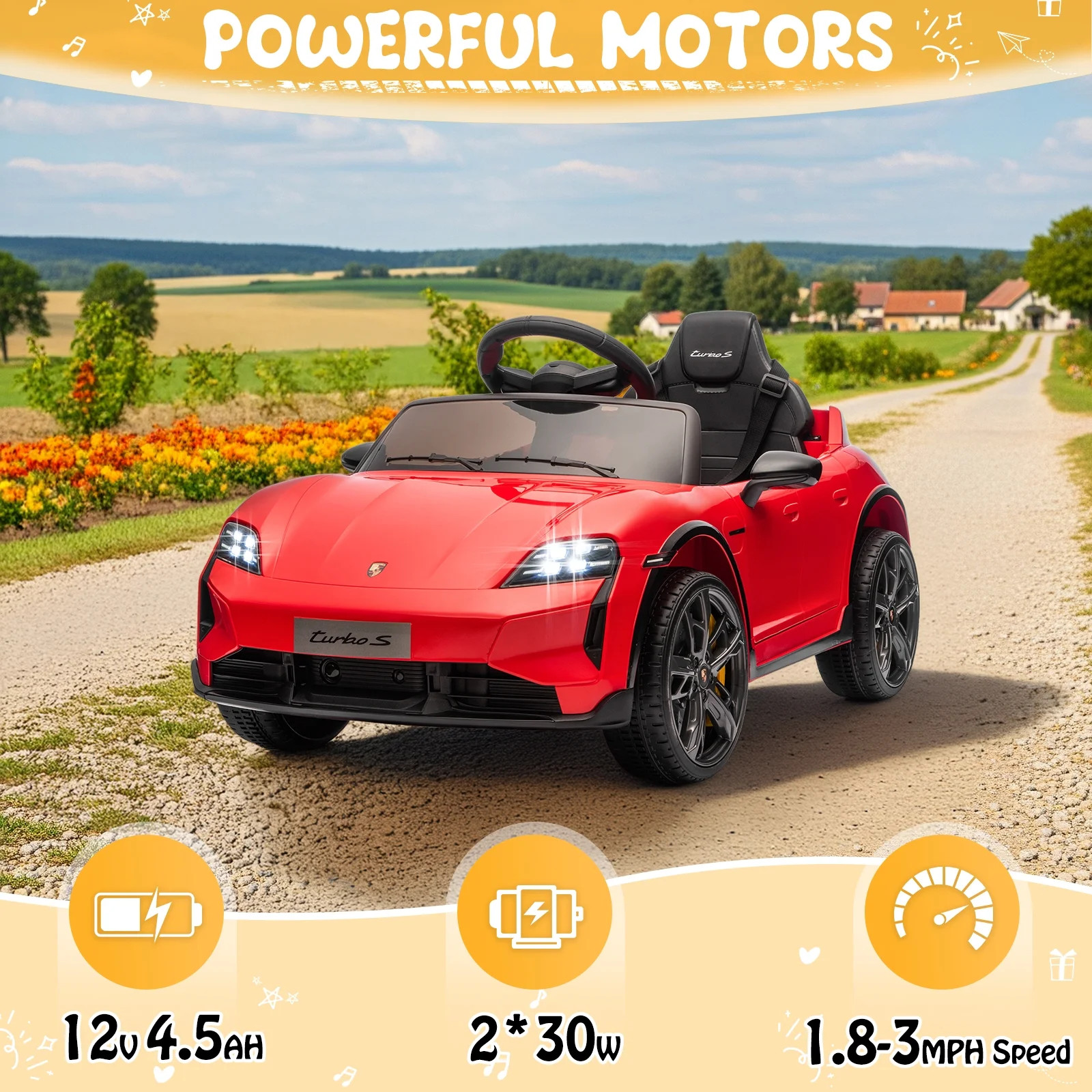 Kids Ride On Car Porsche Taycan 12V Electric Battery Powered Choose Your Color
