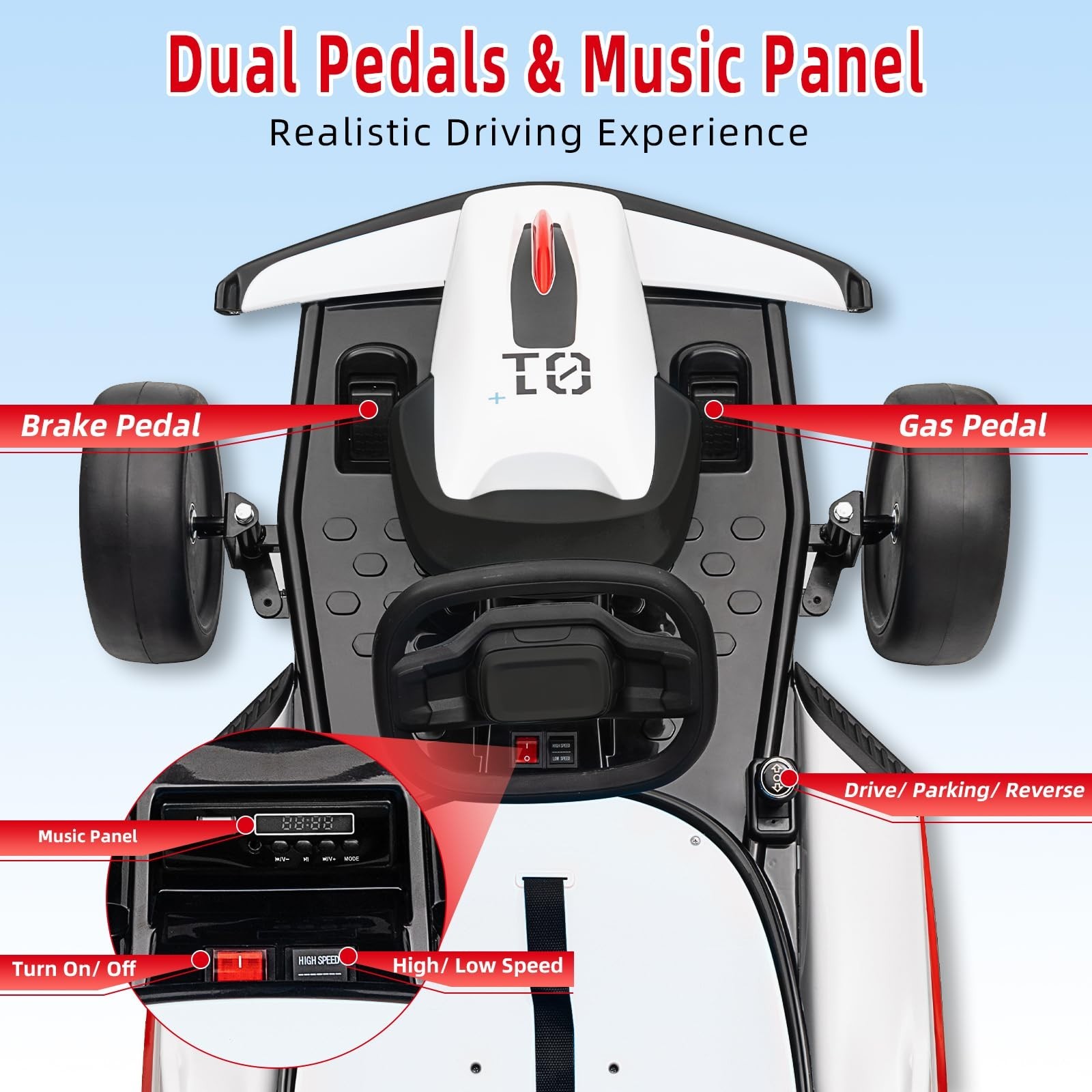 24V Kid Go Kart Electric Drift 200W Dual Motor 360° Drifting 5-Point Safety Belt