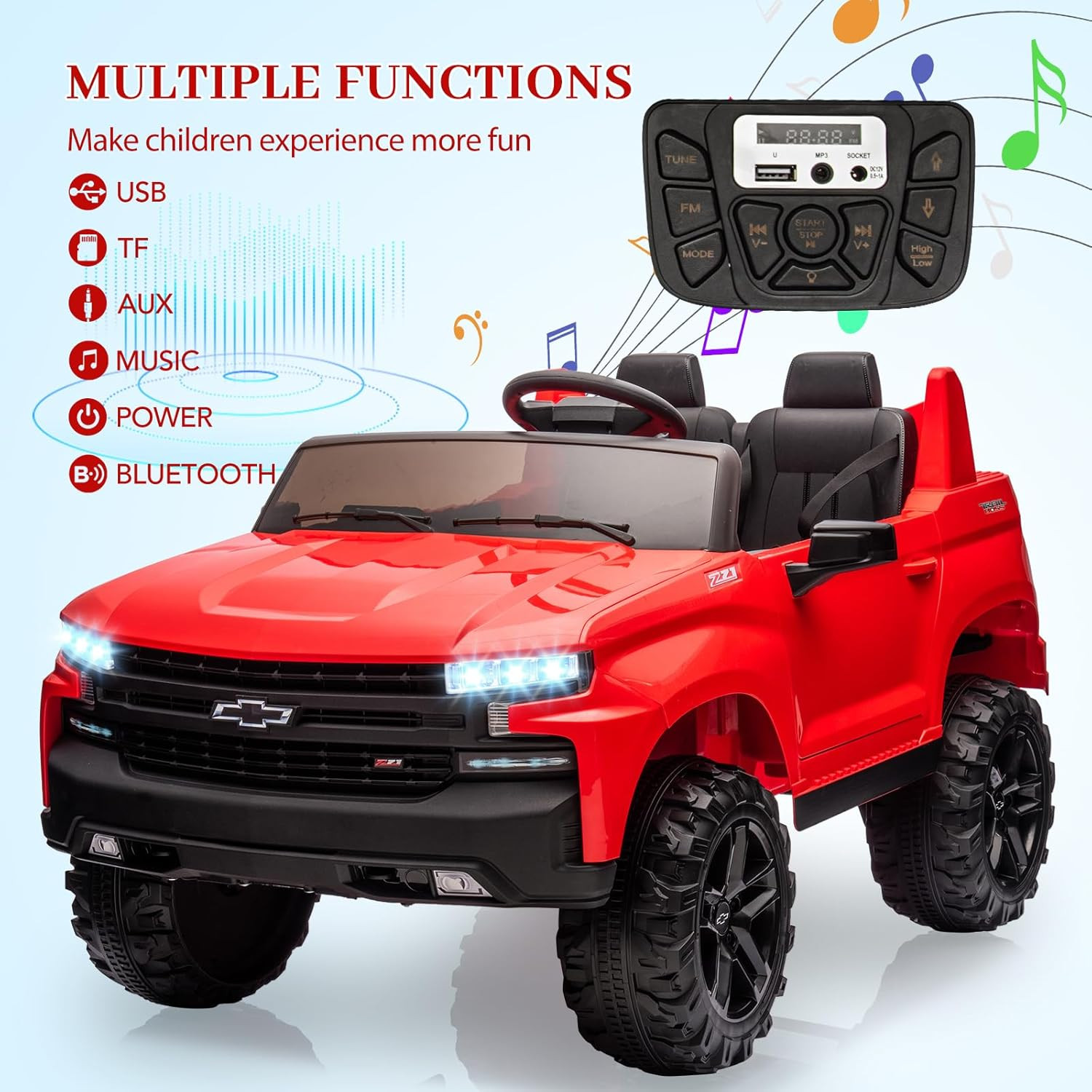 Baby Car 24V 2-Seater Truck Licensed Chevrolet Silverado Ride on Toy W/Parent Re