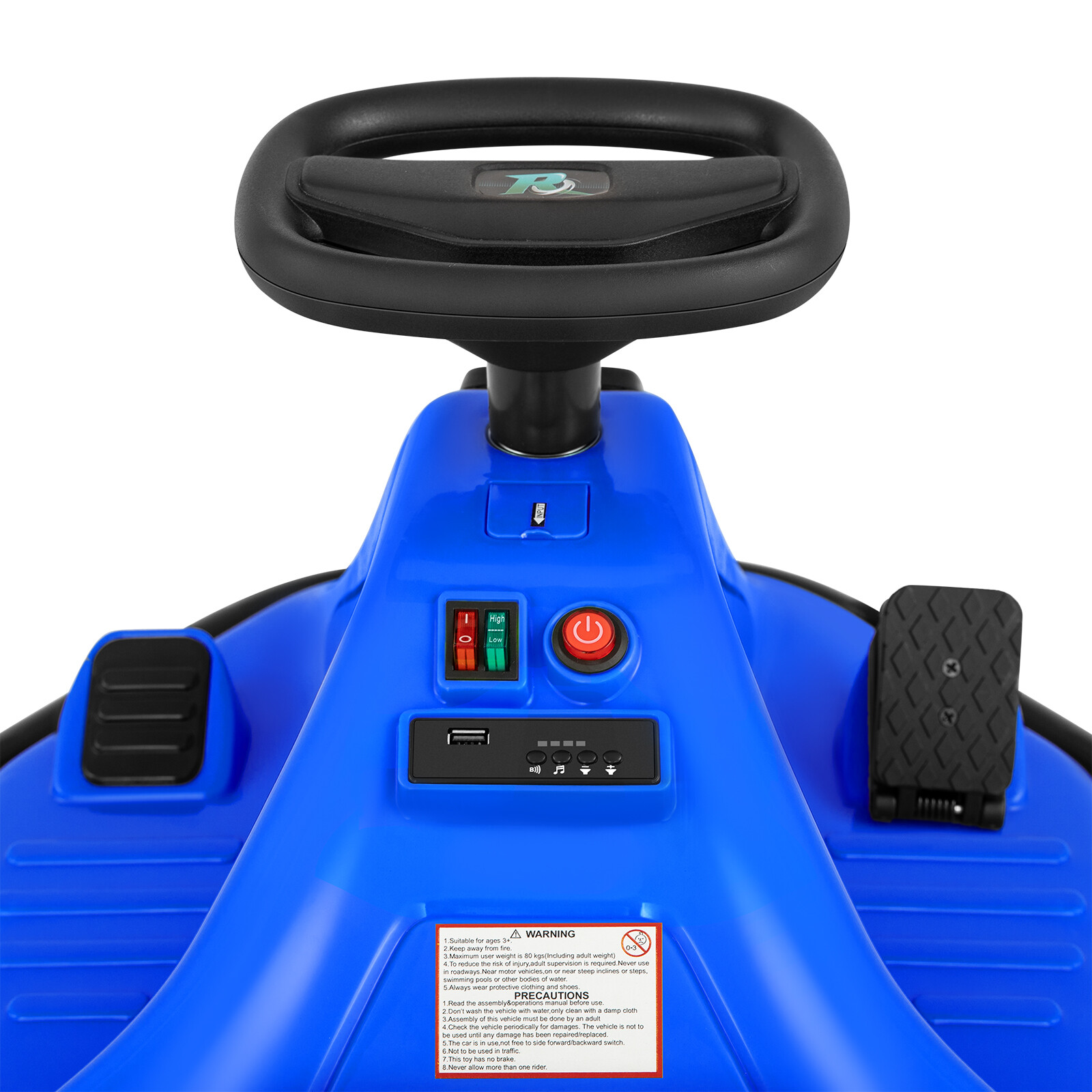 360° 24V Kids Electric Drifting Go Kart Ride On Cart with Bluetooth (Blue)