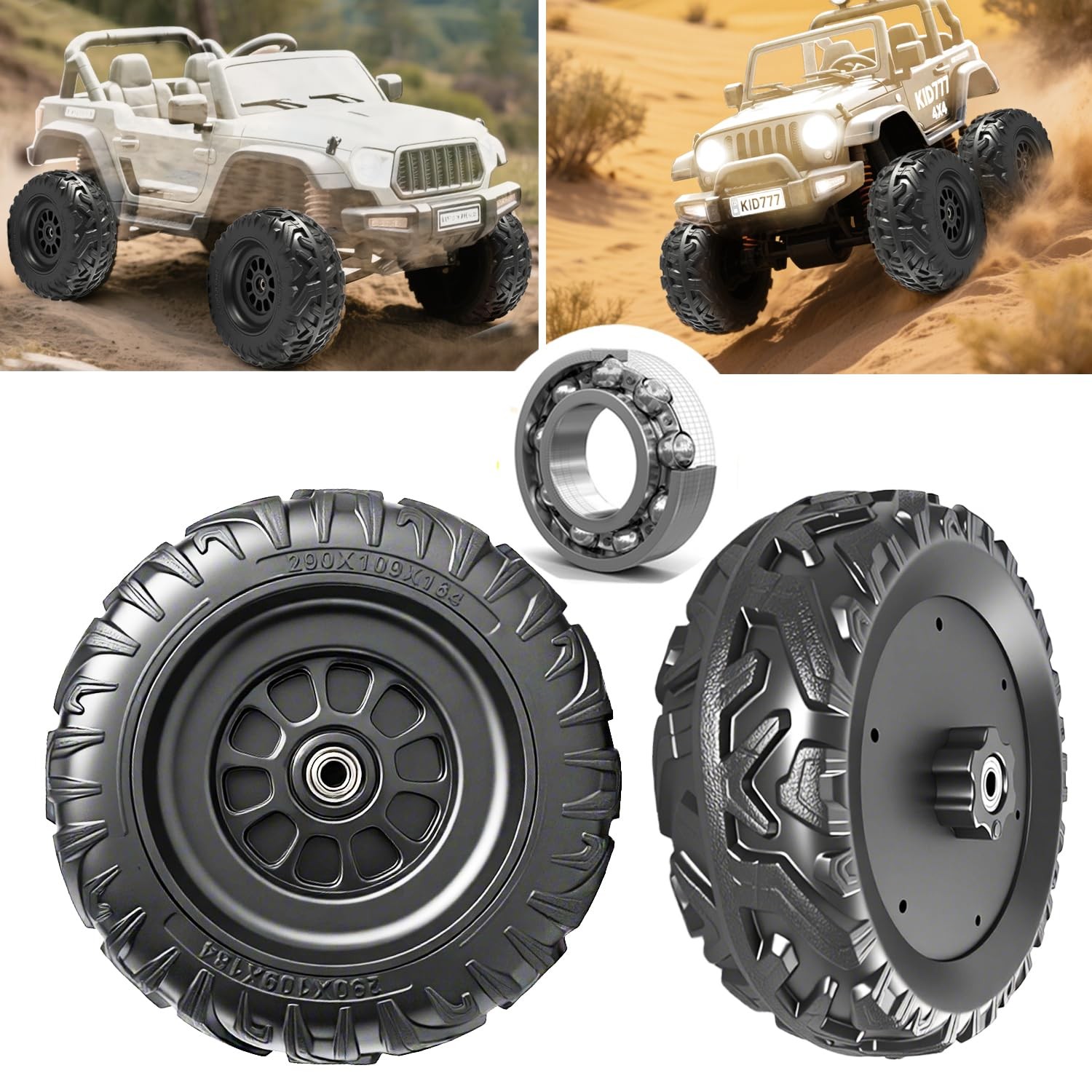 29CM Solid Rubber Tires for Power Wheels Ride-On Cars | Off-Road Upgrade