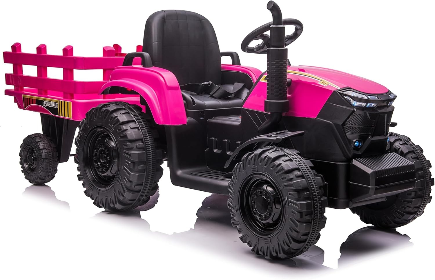 Electric Ride On Car Kids Ride On Tractor with Trailer Outdoor Farm Play Vehicle