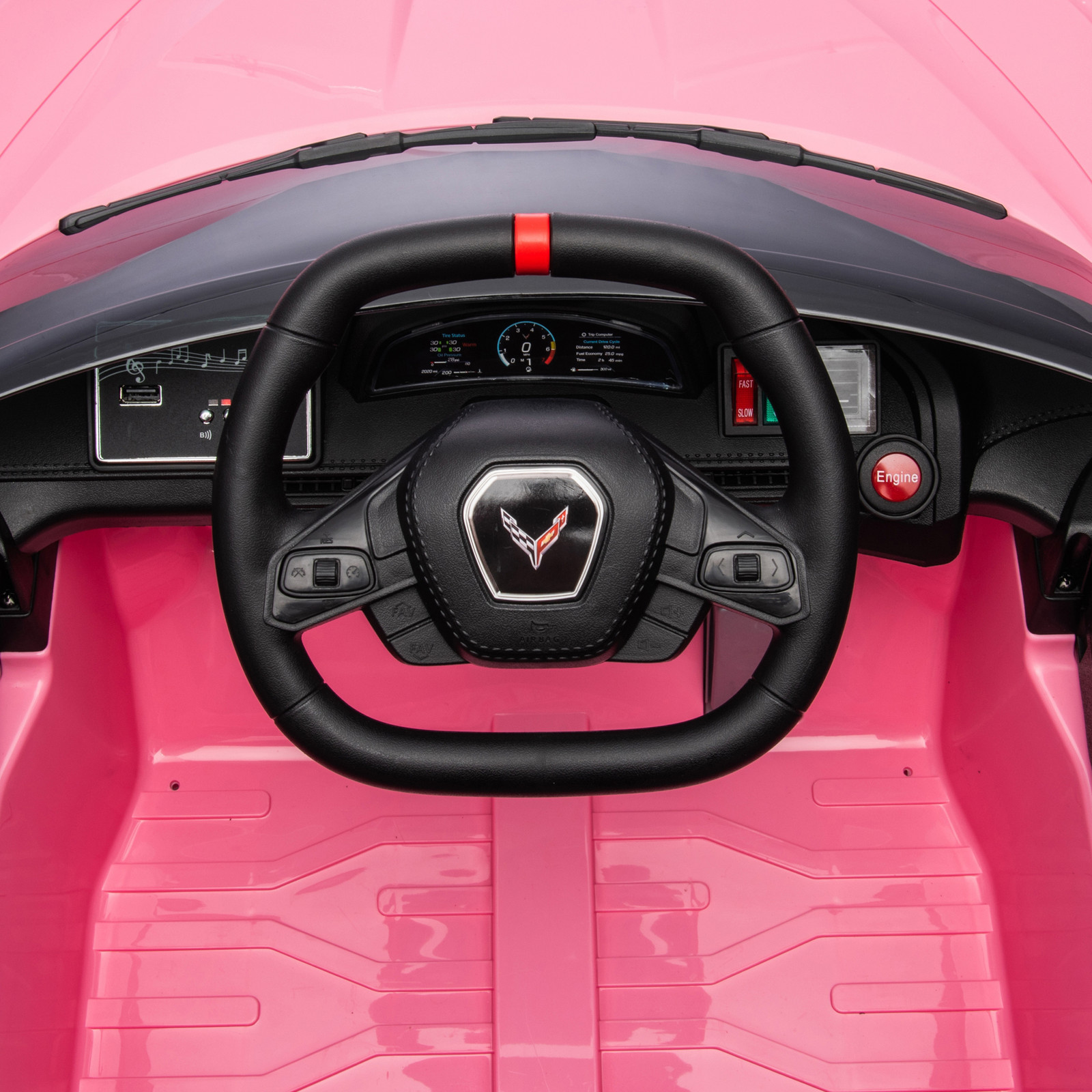 12V Chevrolet Corvette C8 Kids Ride On Car Electric Toy Luxury Sports Pink