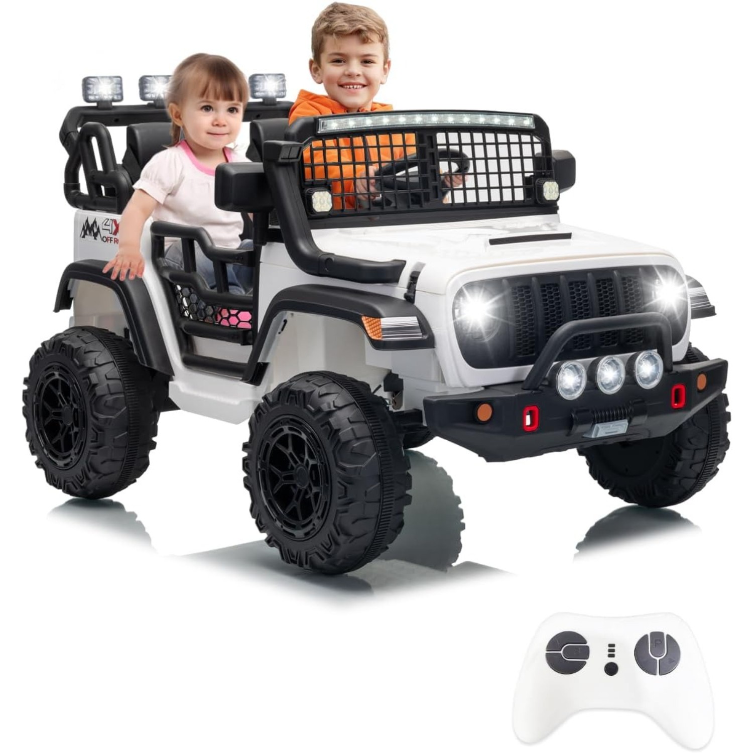 24V Kids Ride On Truck 2-Seater, Remote Control, 200W Motors, LED, Music, USB