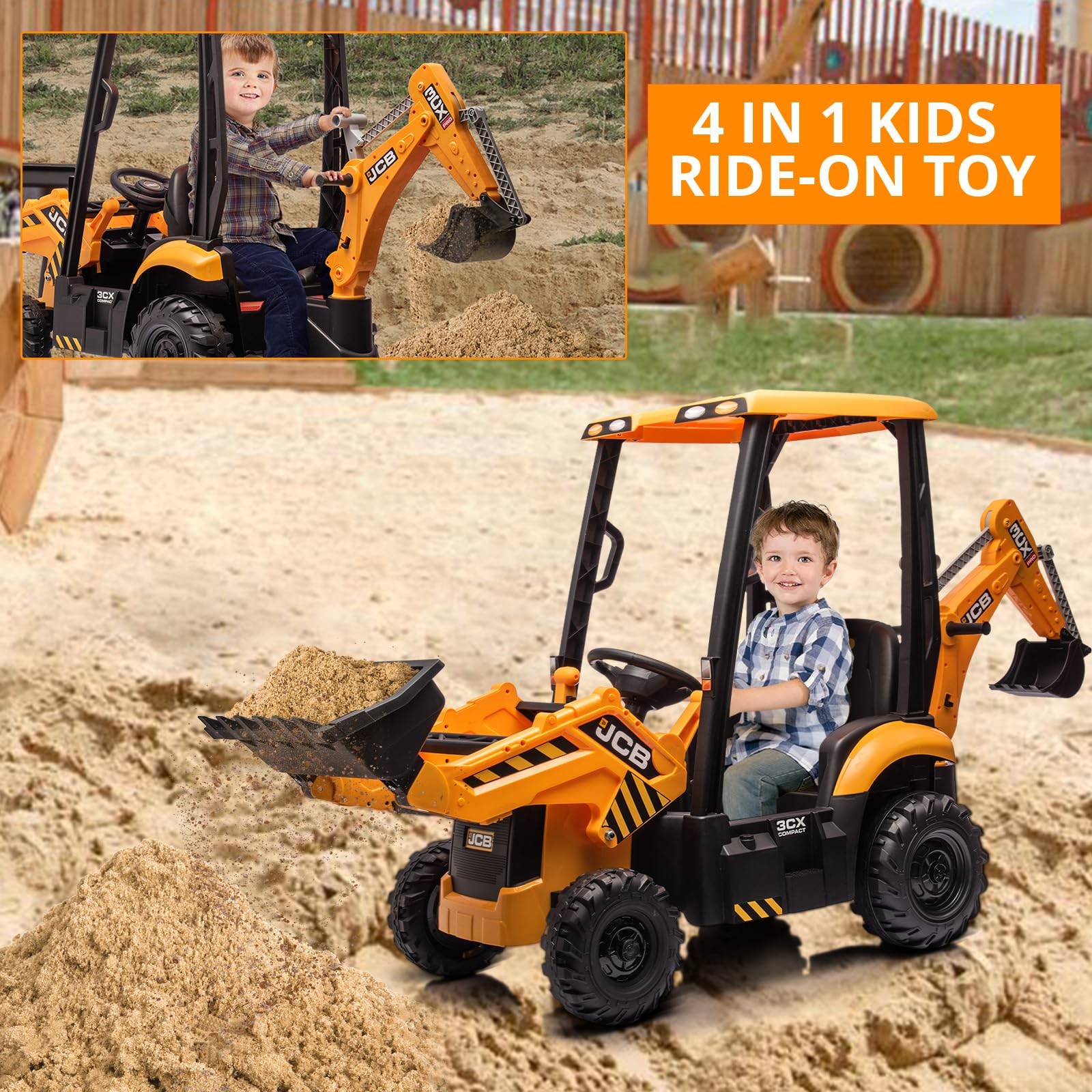 12V Kids Ride On Car&Remote Licensed JCB Ride On Excavator Electric Vehicle