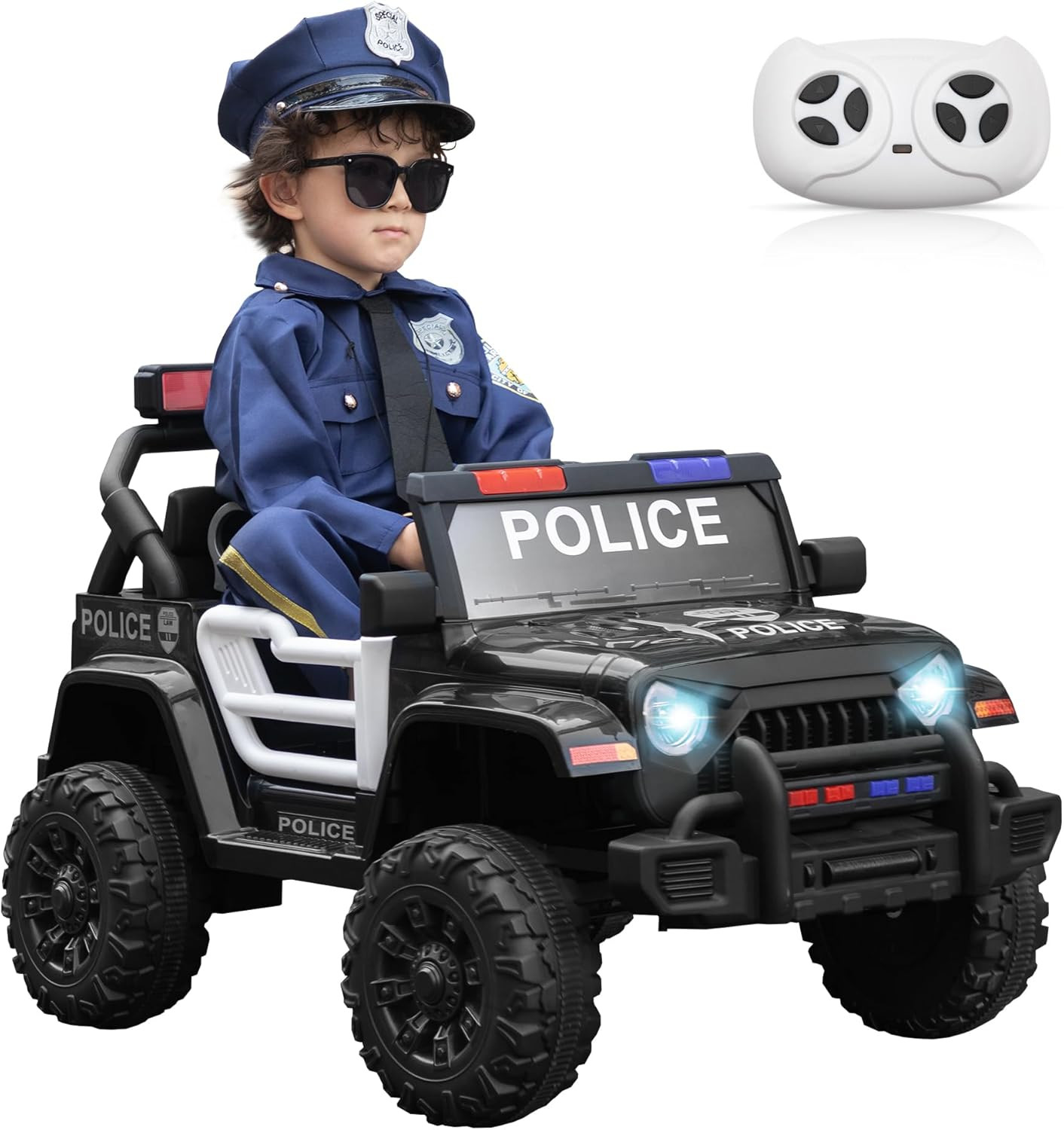 Electric Cars for Kids 12V Police Car Ride on Toy with Remote Control 4 Wheels B