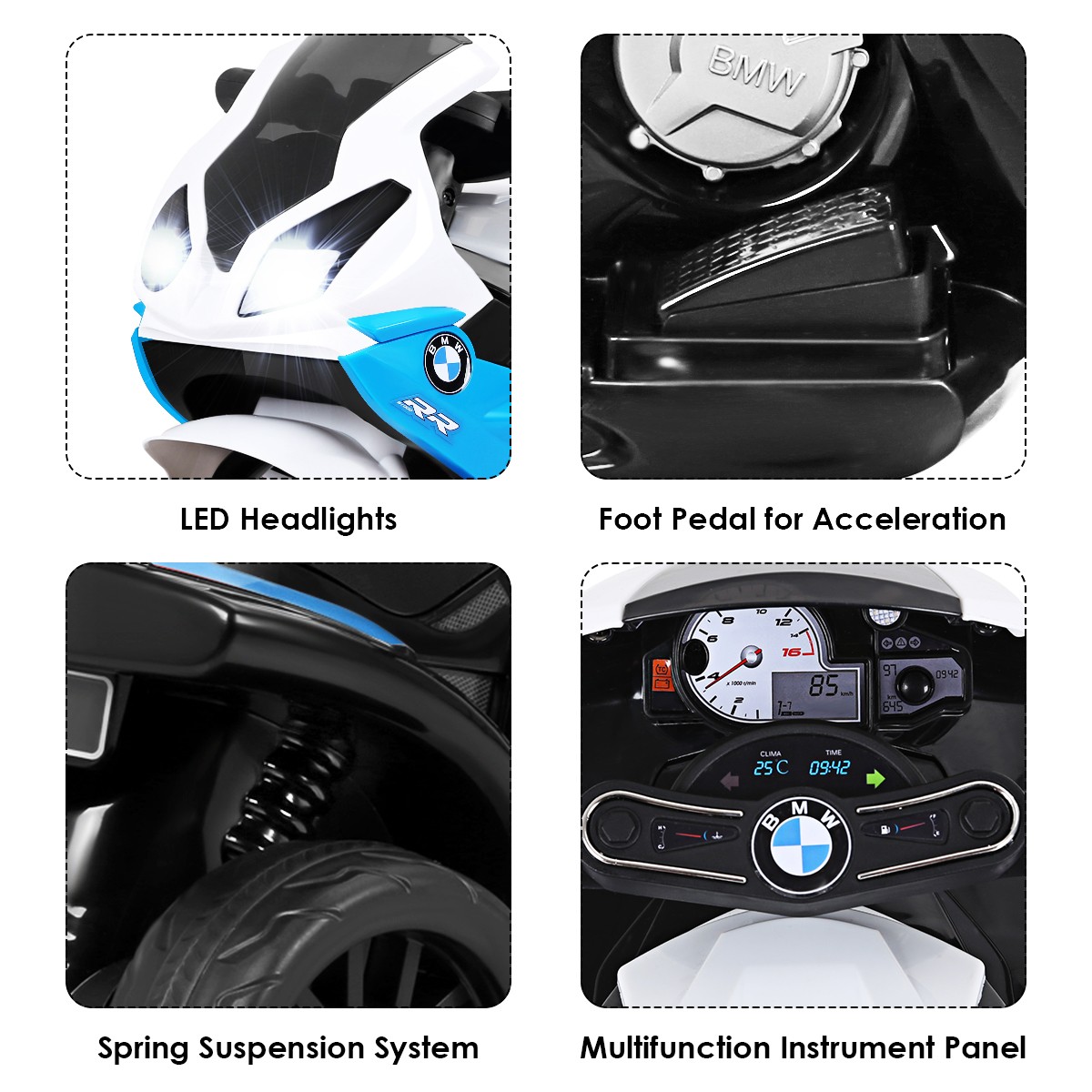 Kids Ride On Motorcycle BMW Licensed 6V Electric 3 Wheels Bicycle w/ Music&Light