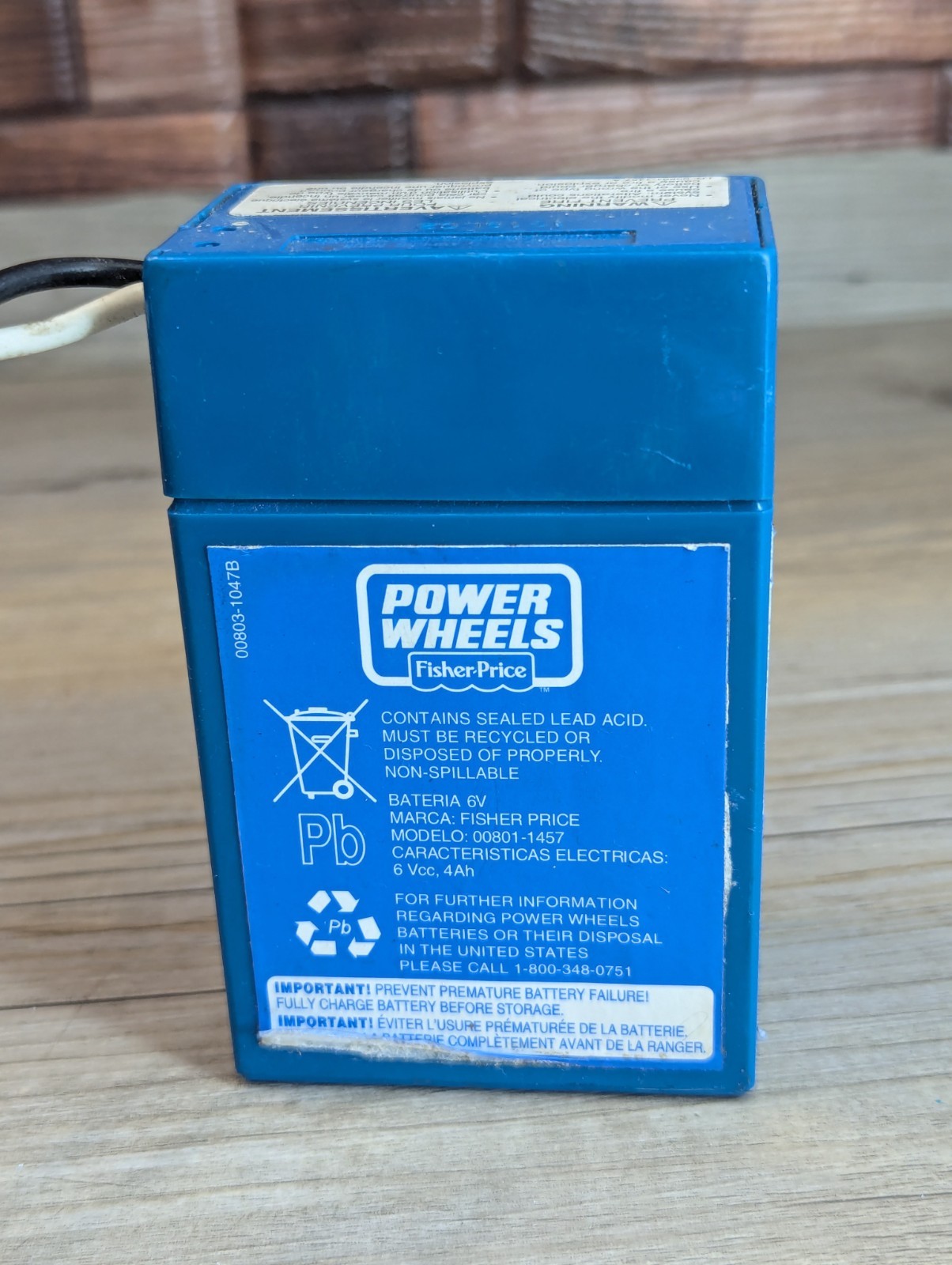 Fisher-Price Power Wheels 6V 4.0 Amp Battery Model 00801-1457 & Power Cord