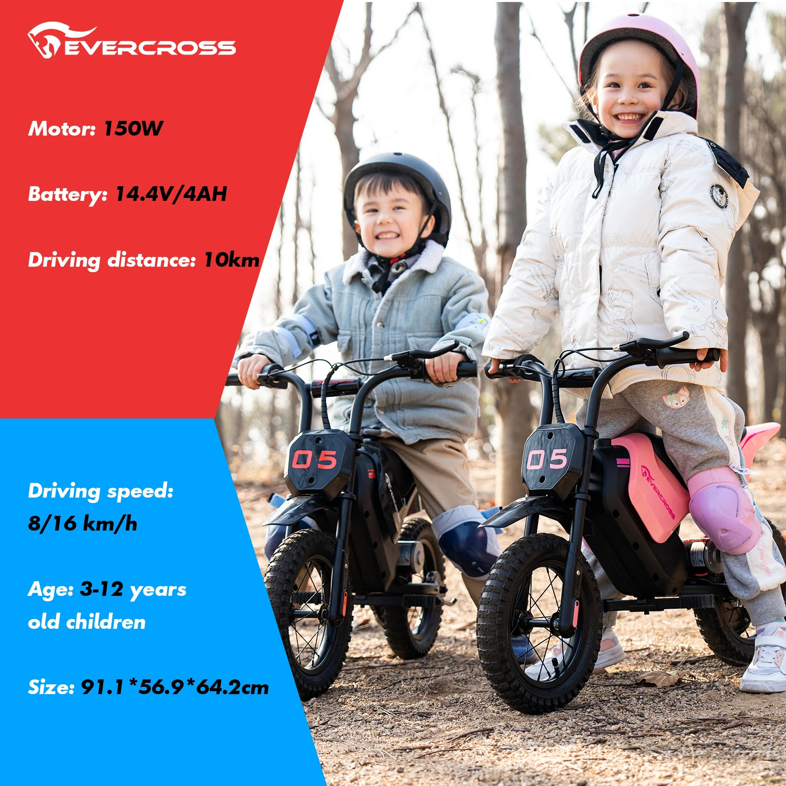 12″” Child Electric Motorcycle, 150W, Speed 8-16km/h, Range 10km, Mo