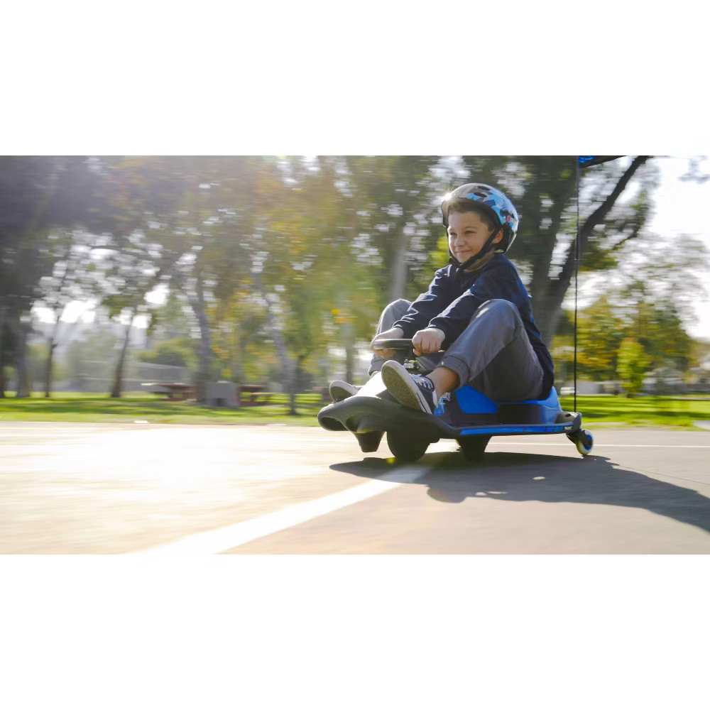 Razor 12V Crazy Cart Shift Electric Drifting Go Kart – Blue/Black