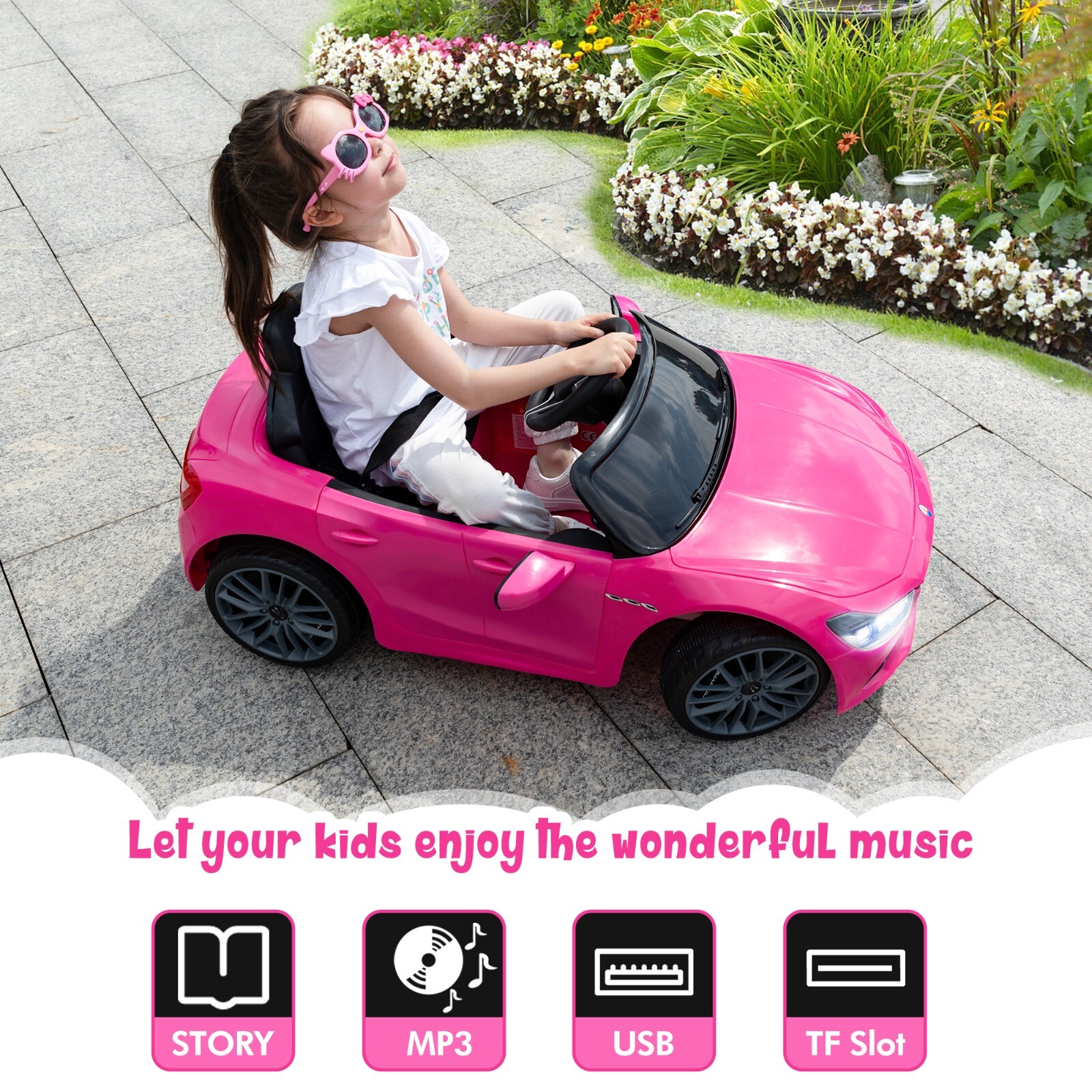 TOBBI 12V Kid Ride on Car Electric Vehicle Toy Maserati Ghibli Licensed w/Remote