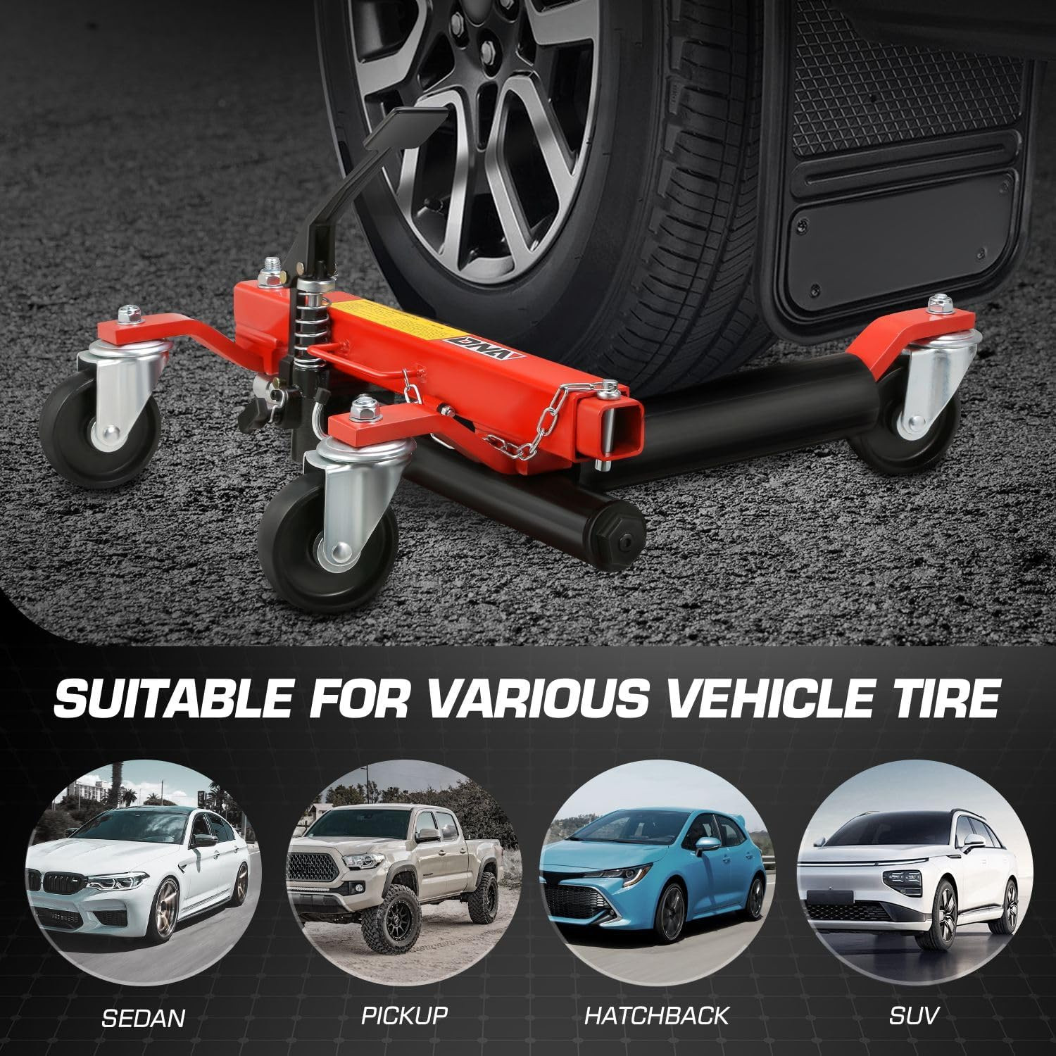 2Pcs Car Wheel Dolly Jack Set Hydraulic 1500 Lbs Car Skates, 12” Wheel Vehicle