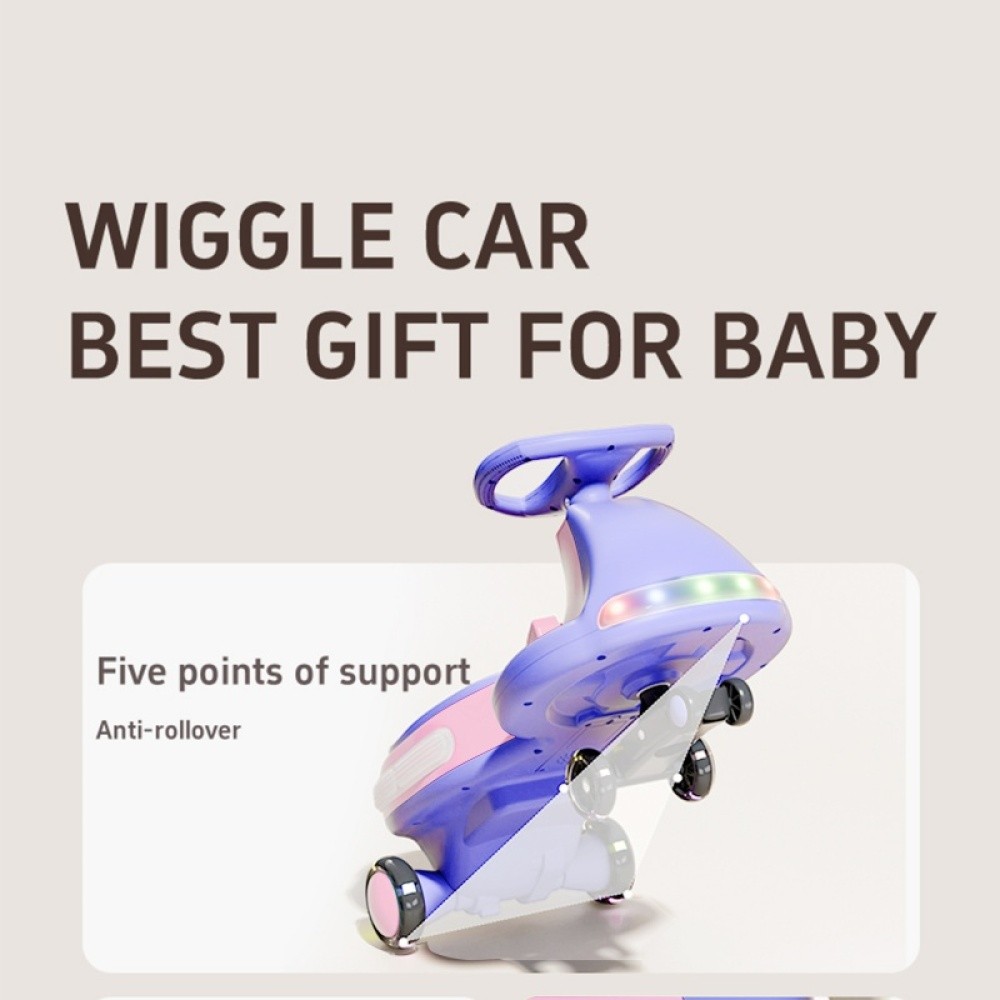 12V Electric Ride On Wiggle Car for Kids Rechargeable Battery LED Lights