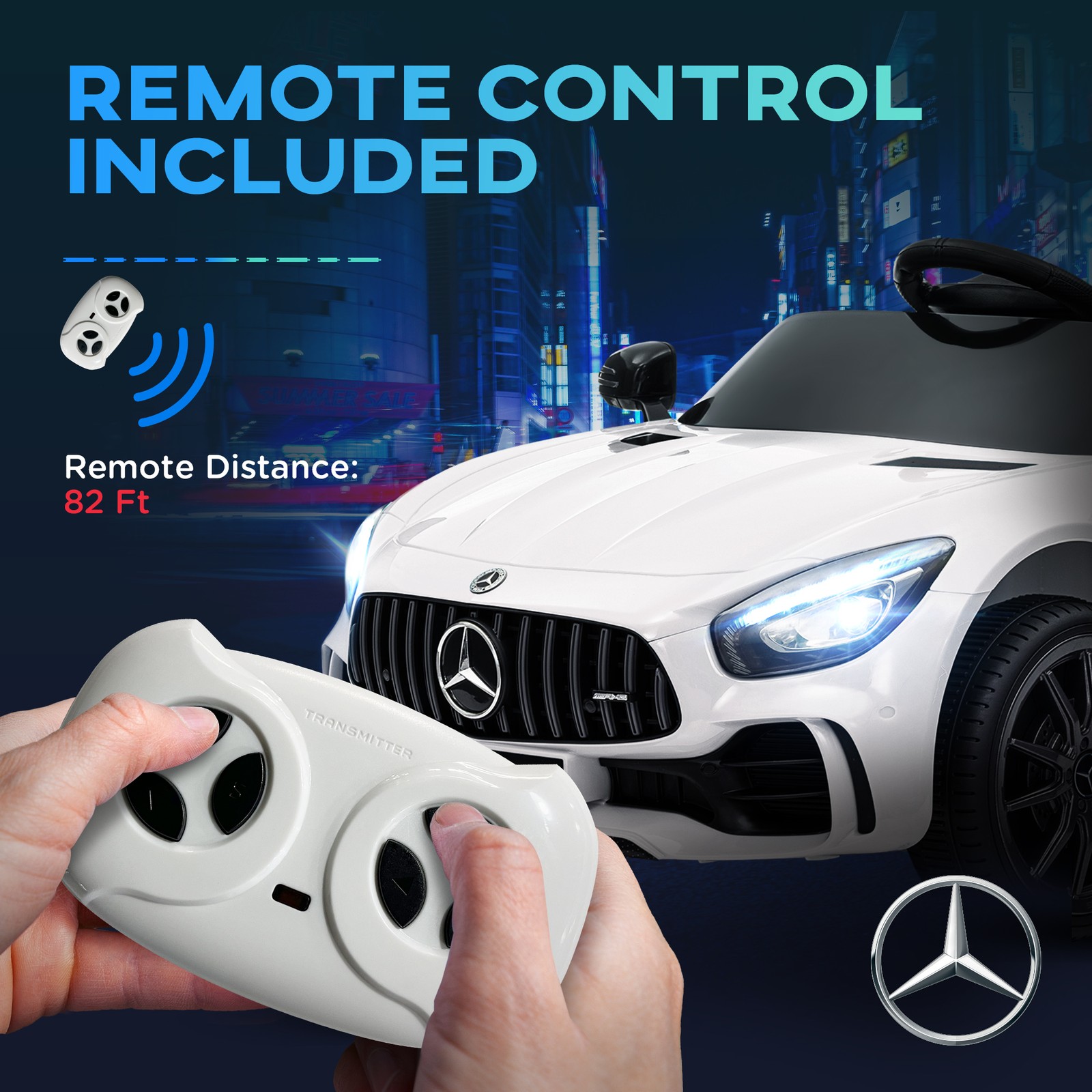 Mercedes-Benz AMG GTR Licensed 12V Kids Ride on Car w/ Remote, White