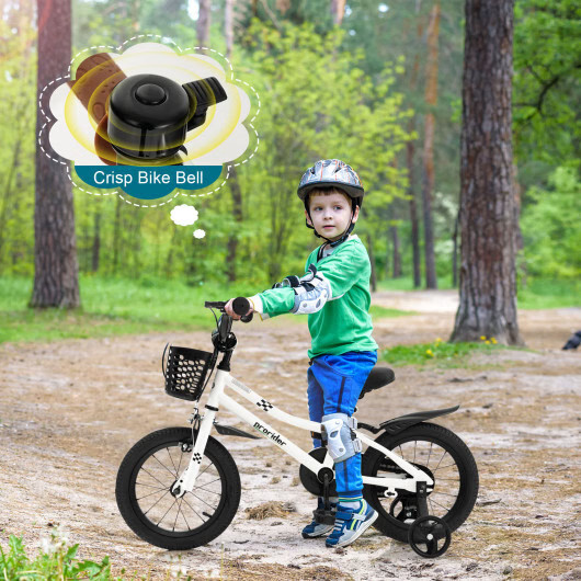 14 Inch Kids Bike with 2 Training Wheels for 3-5 Years Old-Black & White – Color