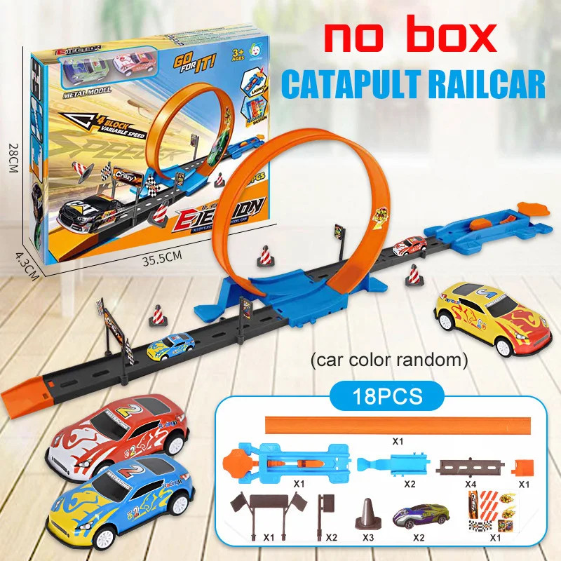 Stunt Speed Double Car Wheels Model Toys For Kids Racing Track Diy Assembled Rai