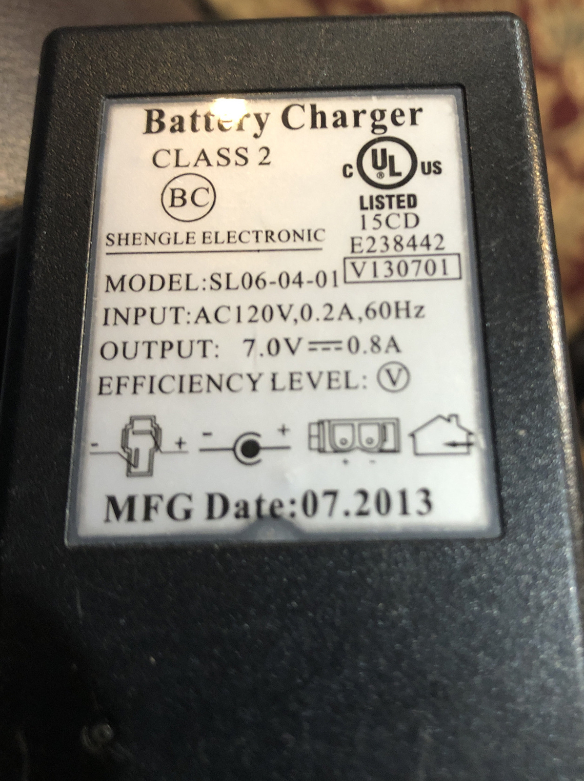 Electronic SL06-04-01 Battery Charger Kid Trax / Motion Trends 7V—.8A