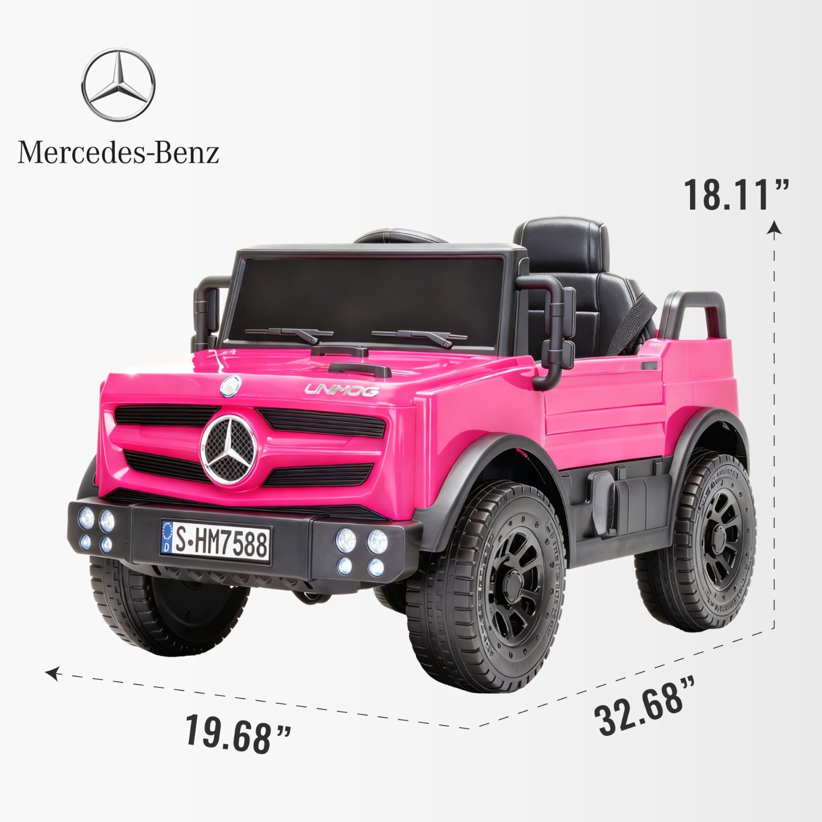 Licensed Mercedes-Benz Car for Kids 12V Ride on Car Remote Pink Electric Vehicle