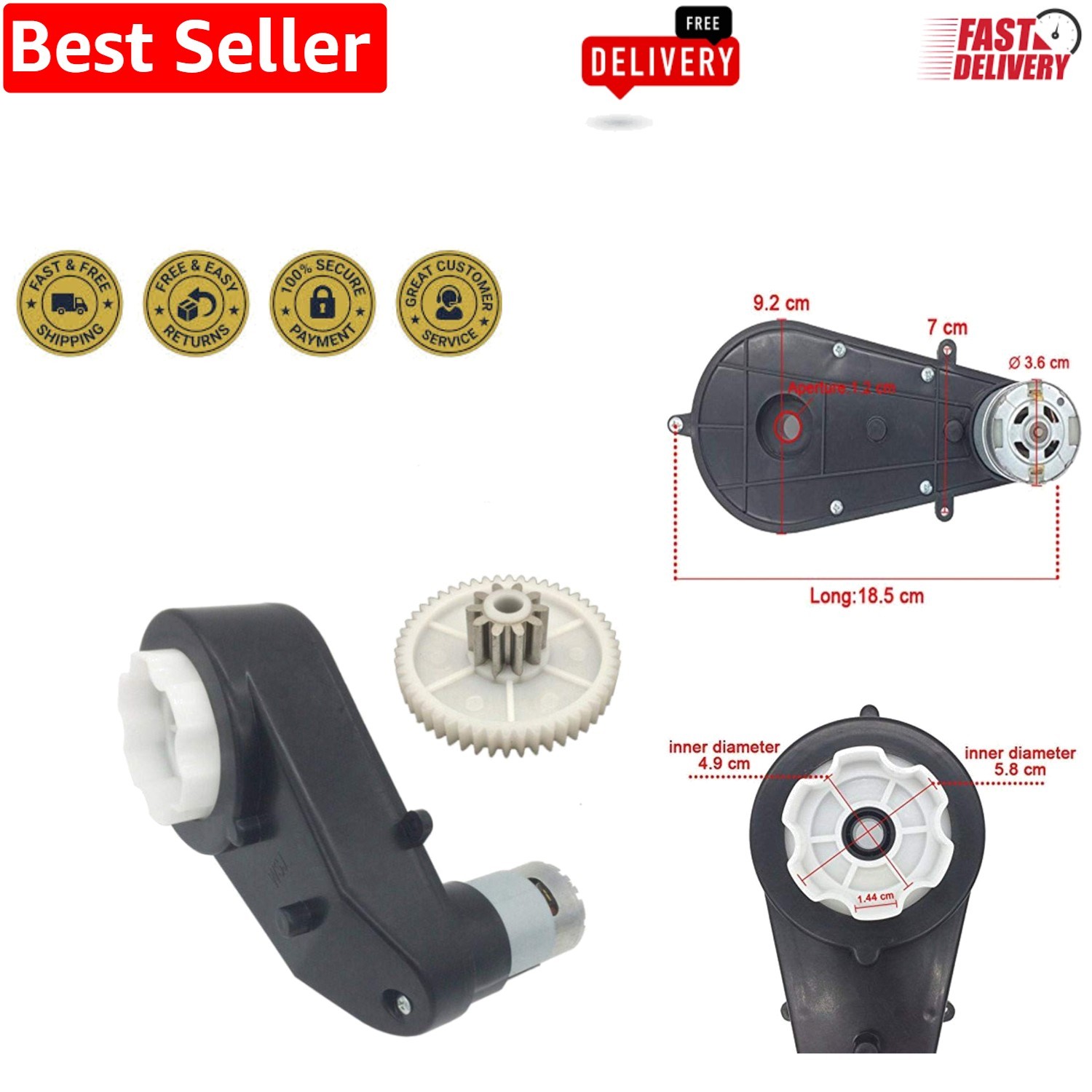 Lightweight 24V Motor with High Torque Gearbox for Enhanced Ride-On Fun