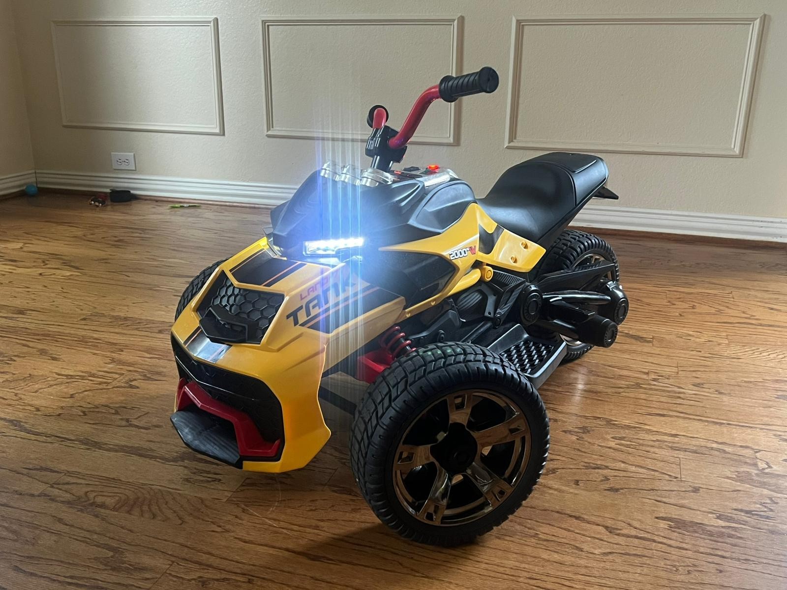 12V Kids Ride On ATV Car, MUKIDY 2 Wheeler Motorcycle Electric VehicleATV Yellow