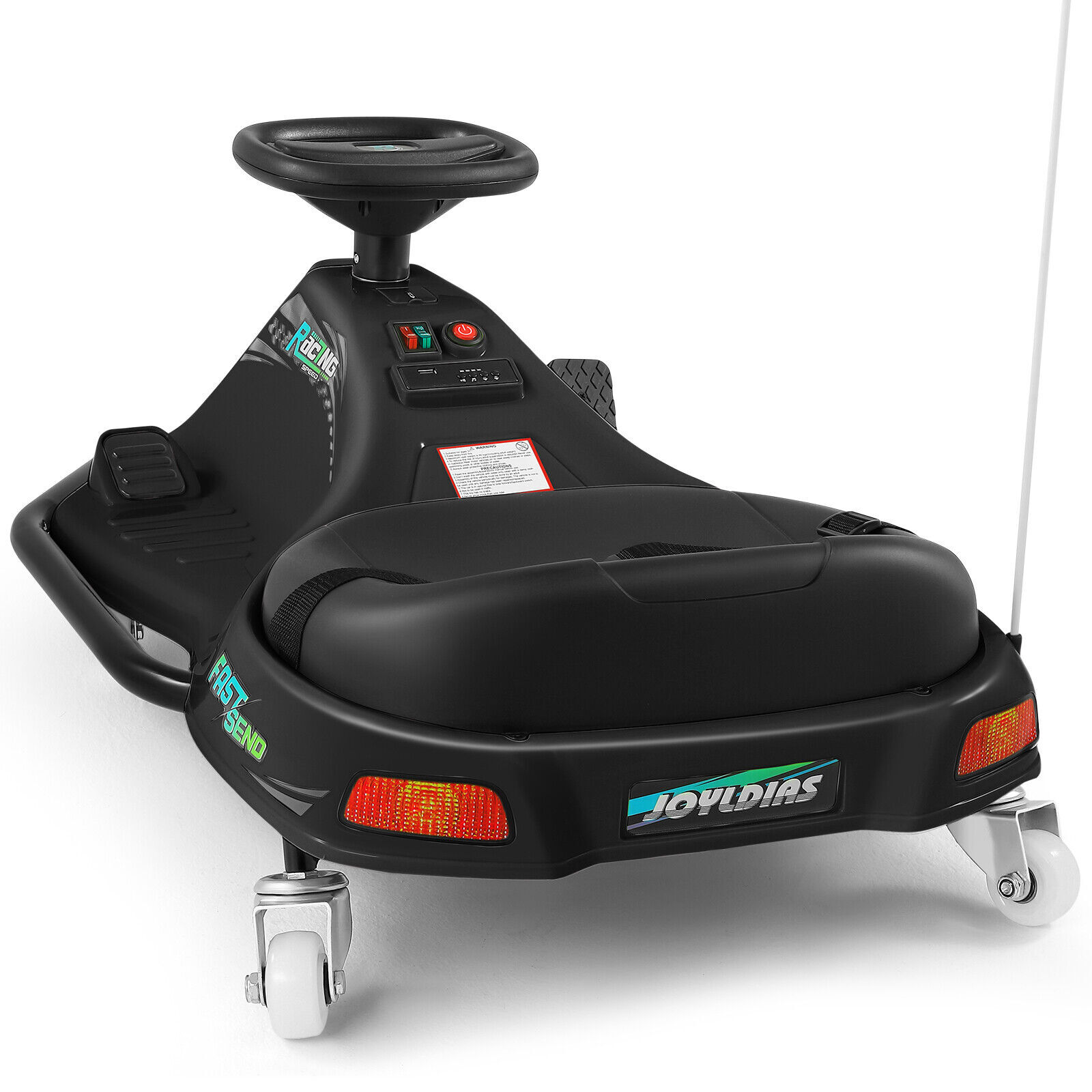24V Kids Electric Drifting Go Kart 360° Ride On Cart with Bluetooth (Black)