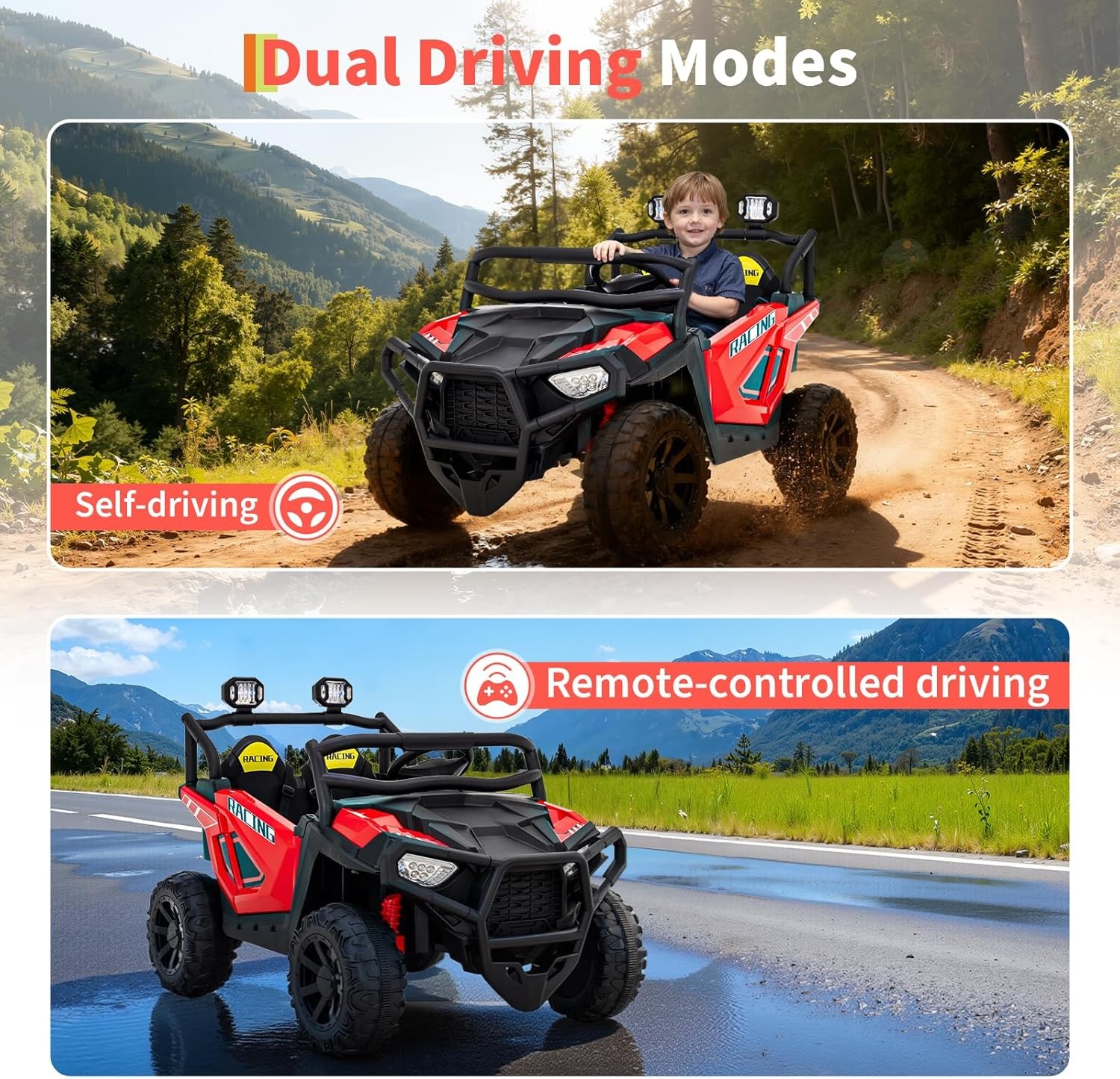 2 Seater Ride on Electric Car 24V Ride on Toys for Big Kids with Remote Control