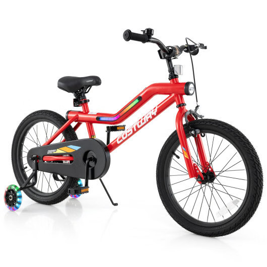 Patented 18 Inch Kids Bike with LED Lights Adjustable Carbon Steel Bicycle for 4