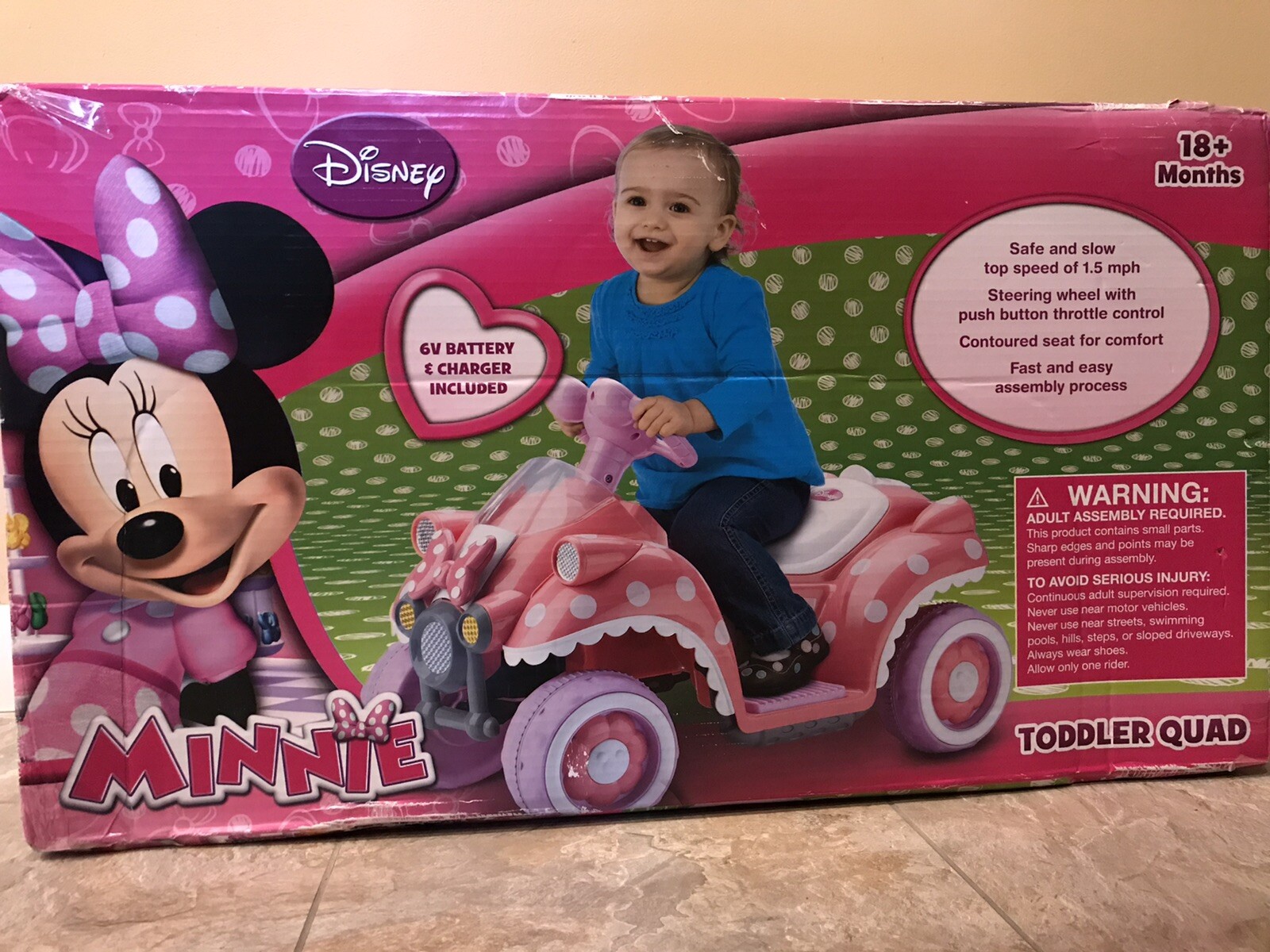 Kid Trax Disney Minnie Mouse 6V Quad Ride On 18+ months NEW IN BOX