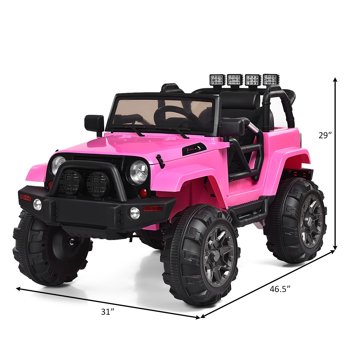 Costway 12V Kids Truck Car w/ Remote MP3 Music LED Lights Gift Toy Pink