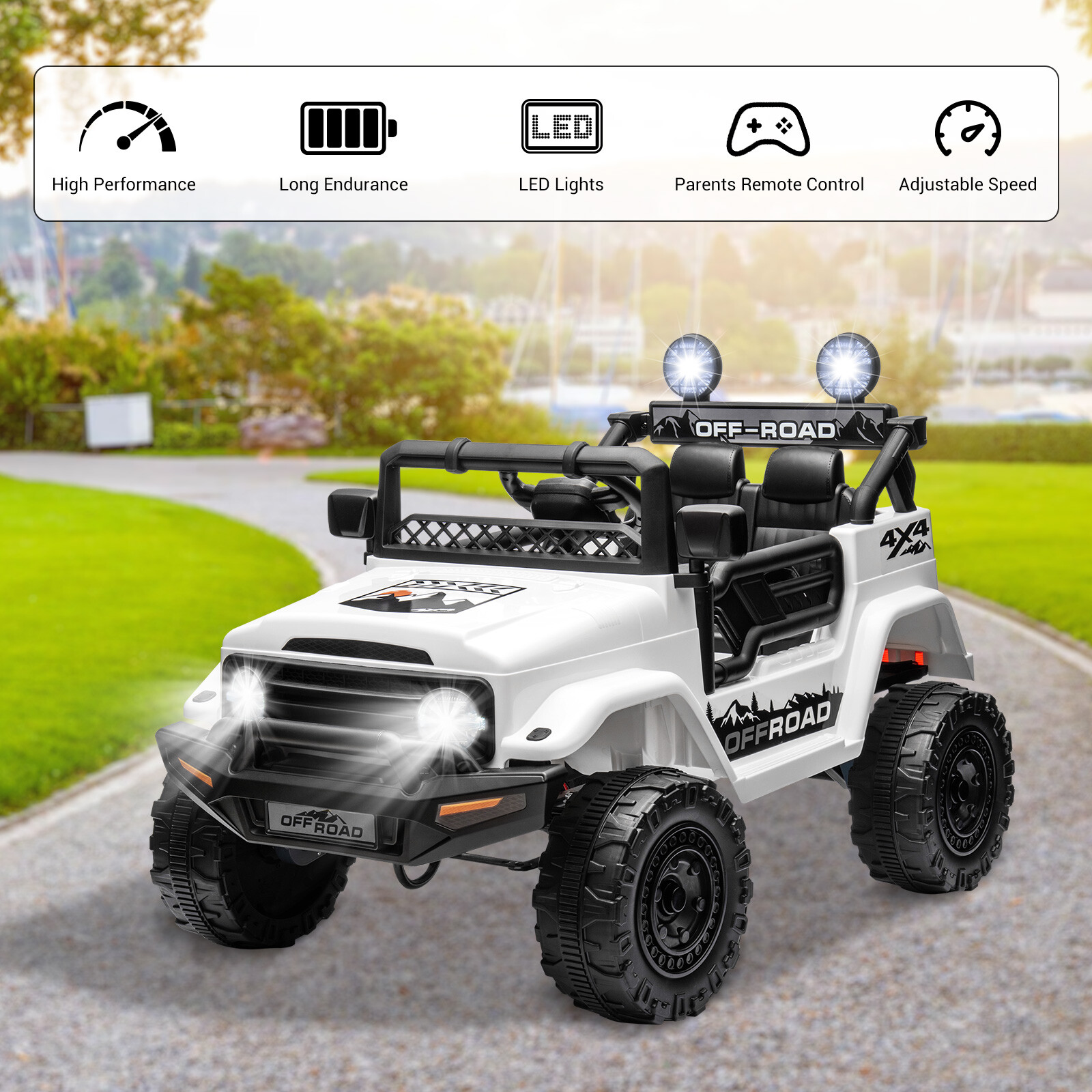Electric Vehicle 2 Seater Toy 12V Kids Ride On Car Truck Jeep w/ Remote Control