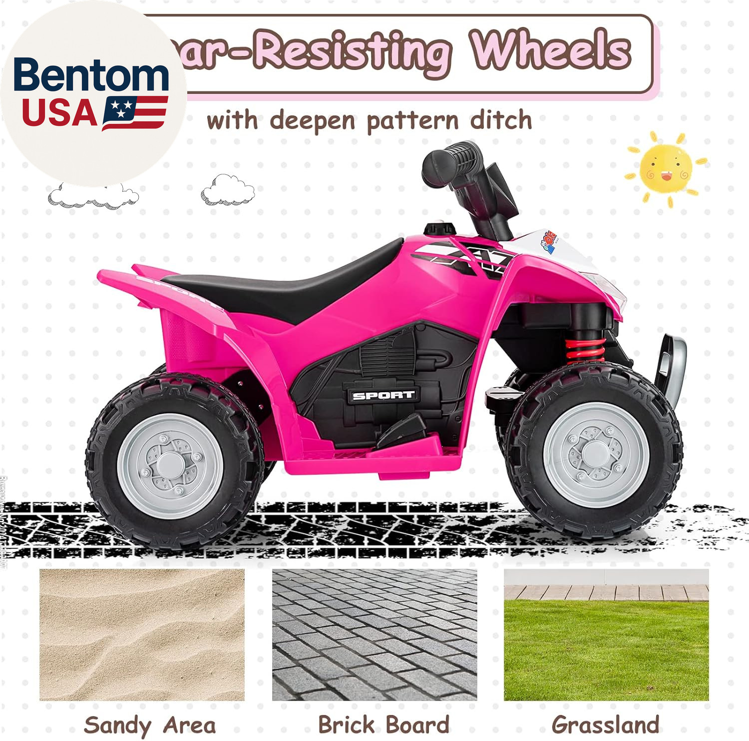 Kids Ride on ATV, 6V Electric Vehicle for Toddlers, 4 Wheeler Battery Powered Mo