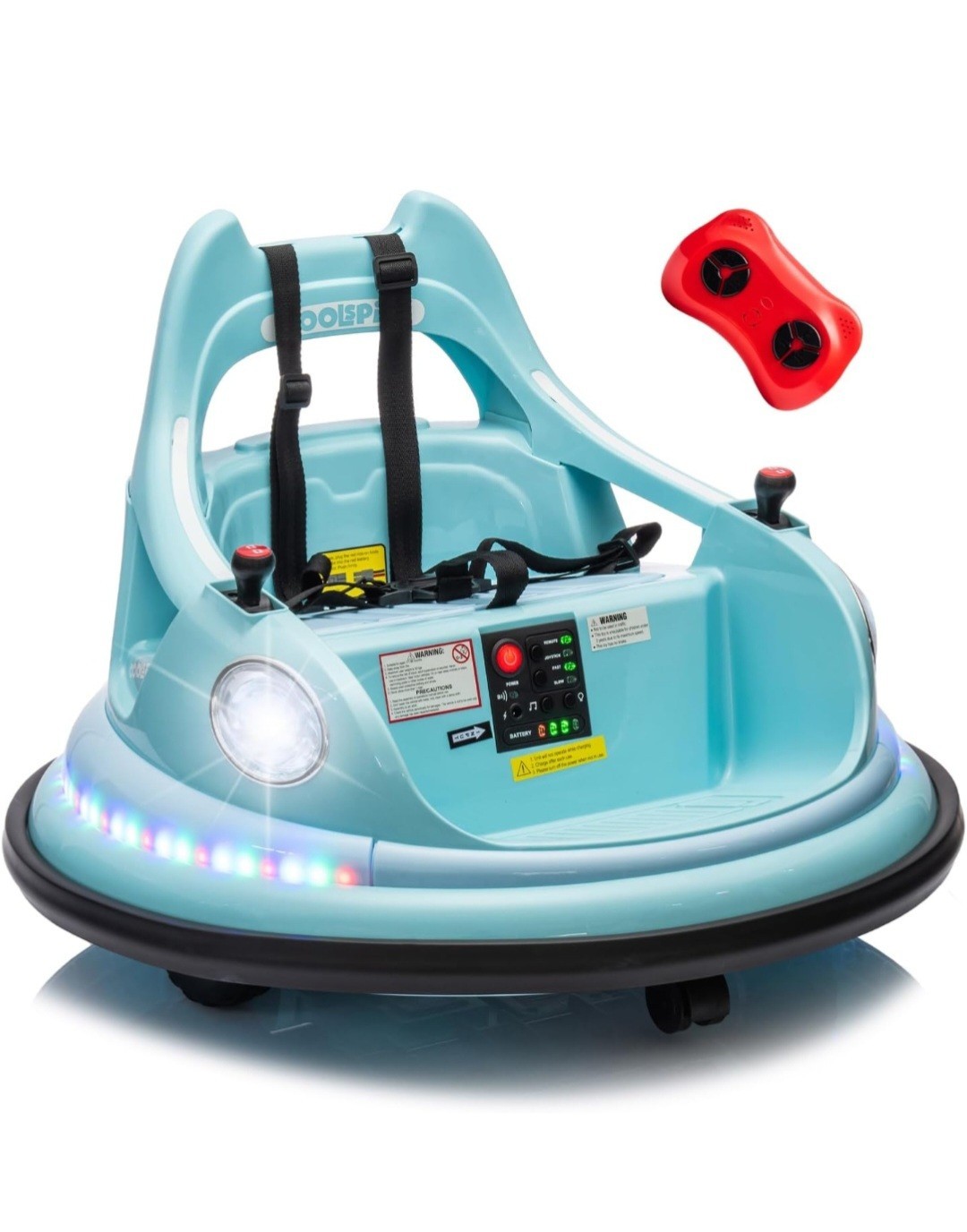 12V Kids Ride On Bumper Car w/ Remote Control, LED Lights – Fits 1.5-5 Years Old