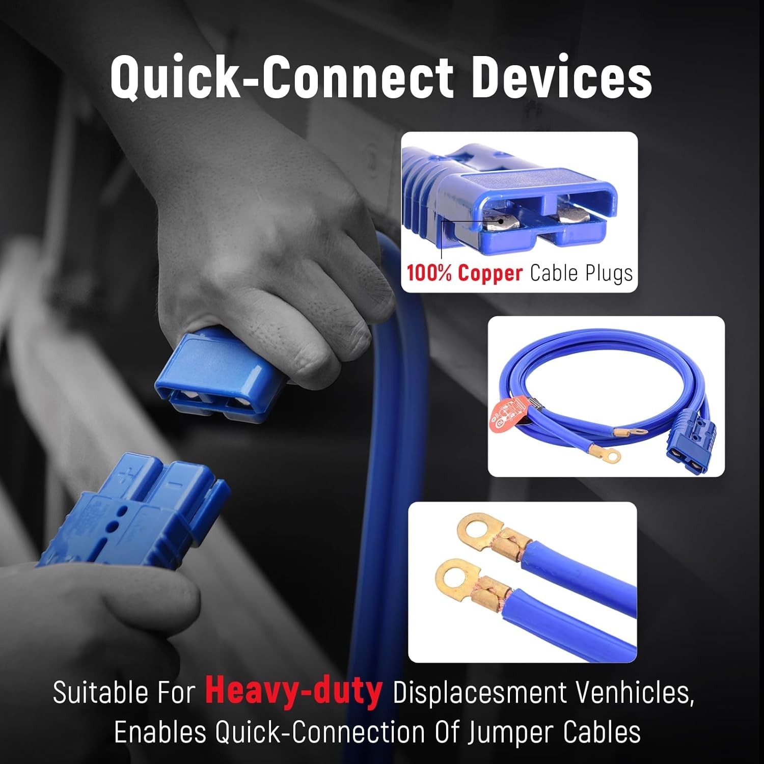 Juper Cable,1 Gauge 25/30 Feet 800A Booster Cables w UL-Listed Clamps for Trucks